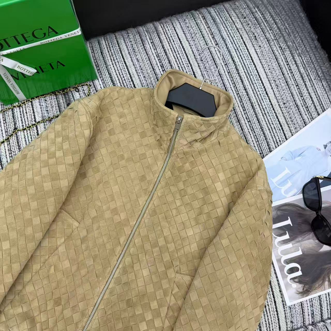 BV Jacket Intrecciato Brown Suede Blouson 342680