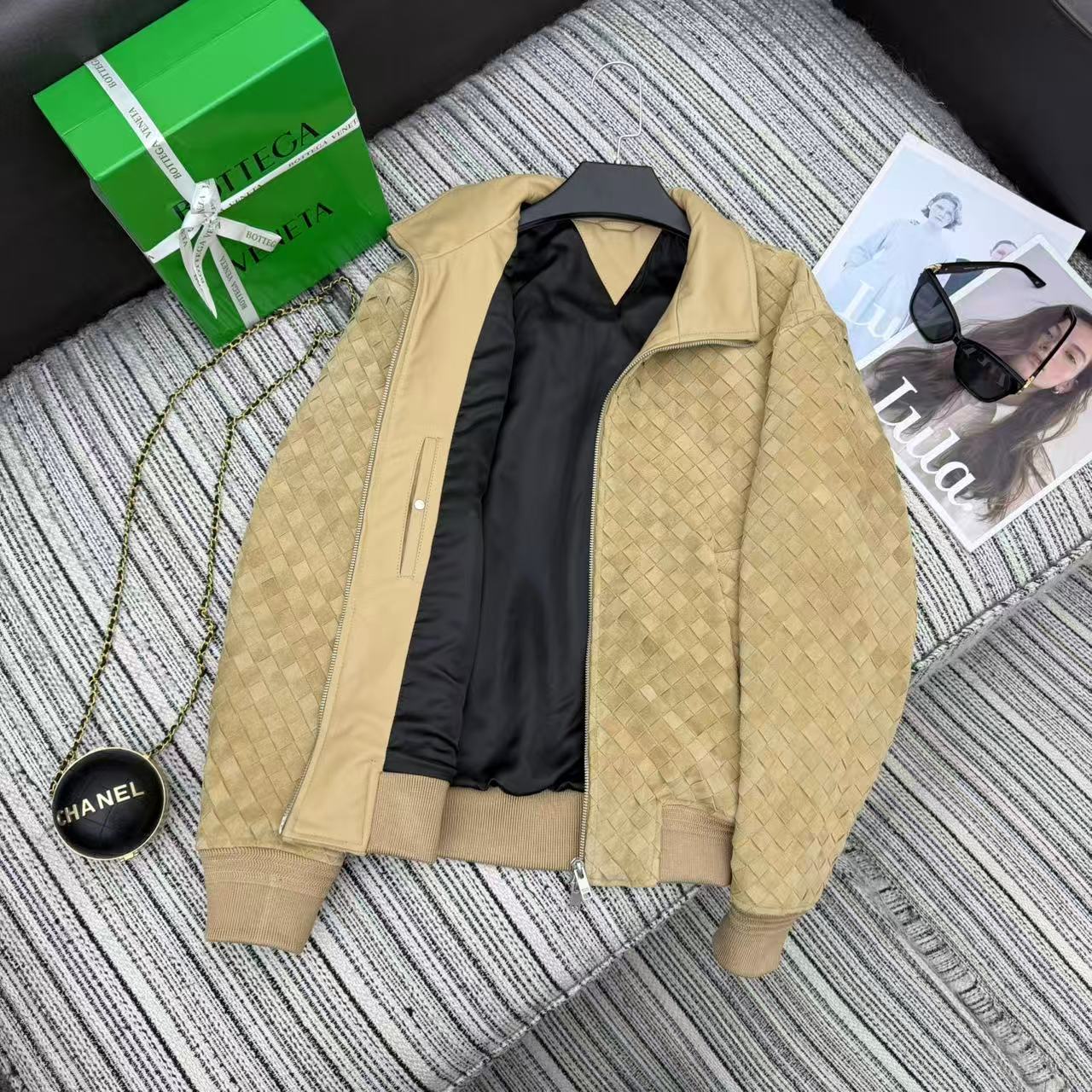 BV Jacket Intrecciato Brown Suede Blouson 342680