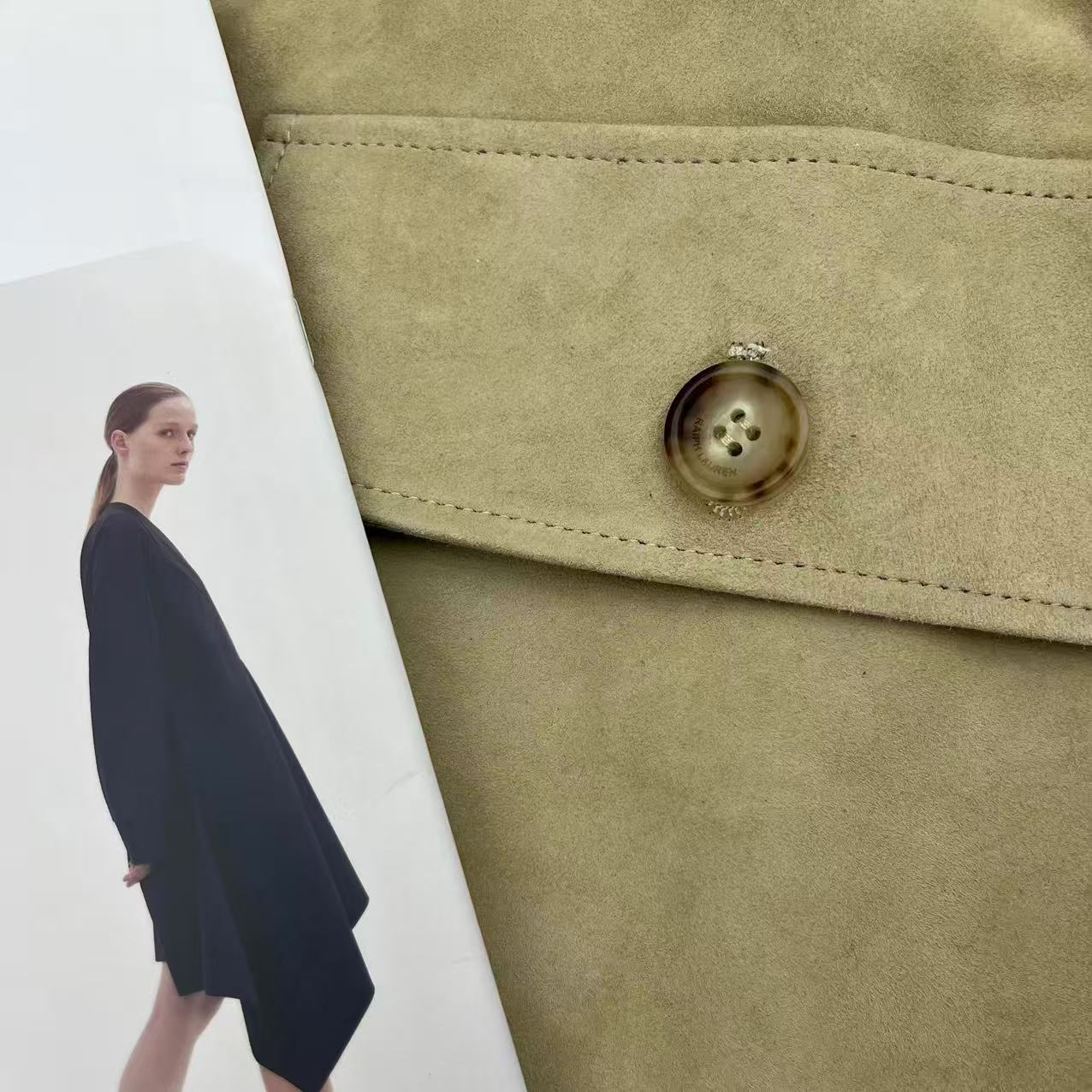 Ralph Lauren Coat Beige Suede Lambskin 342676