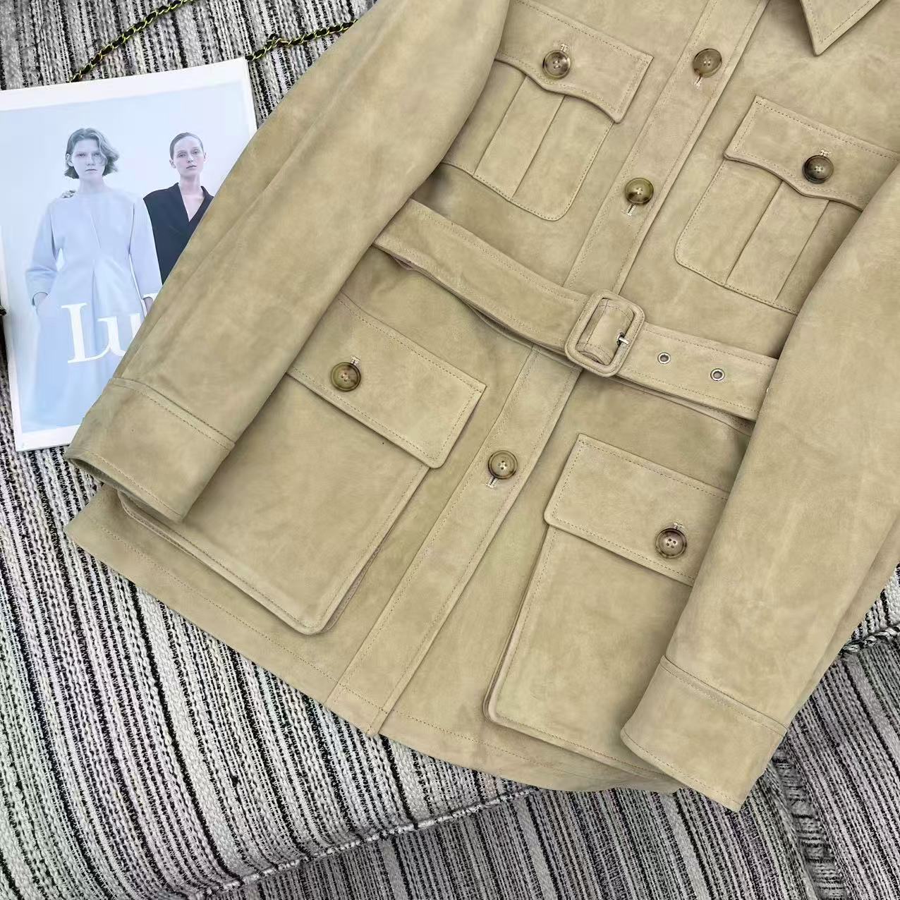 Ralph Lauren Coat Beige Suede Lambskin 342676