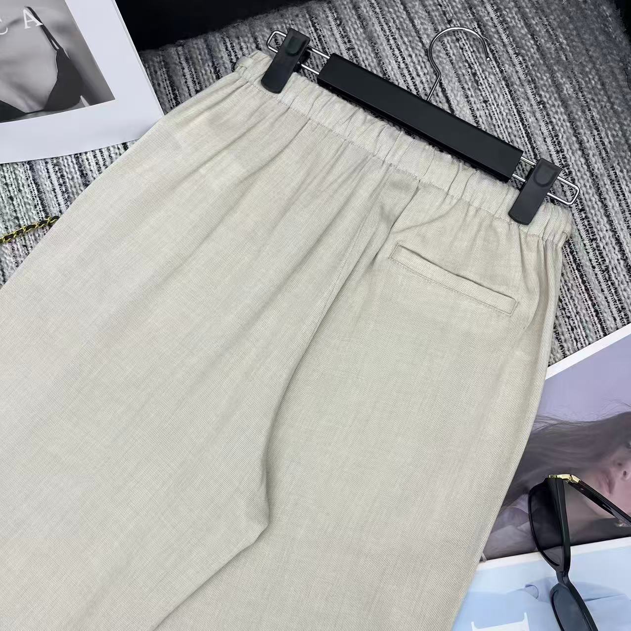 MM6 Waist Wide-Leg Suit Trousers Beige Linen 387969