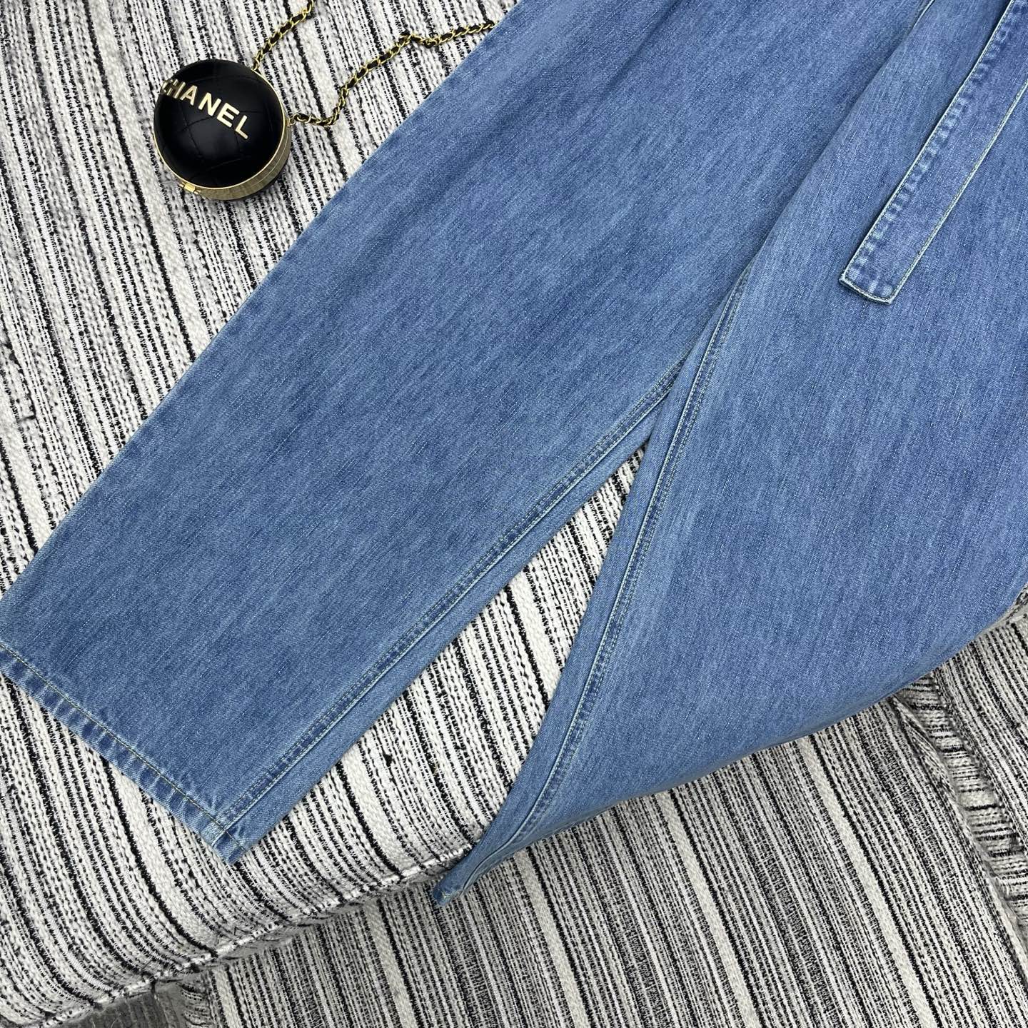 Loewe Urved-Blade Wide-Leg Jeans Blue Cotton