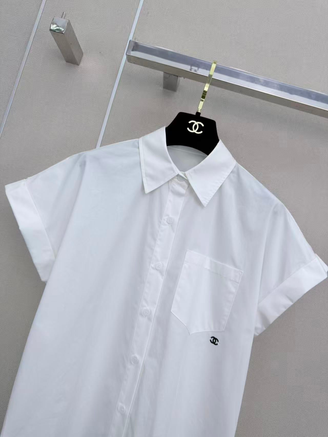 CC Collared Short-Sleeved Shirt White Cotton 379640