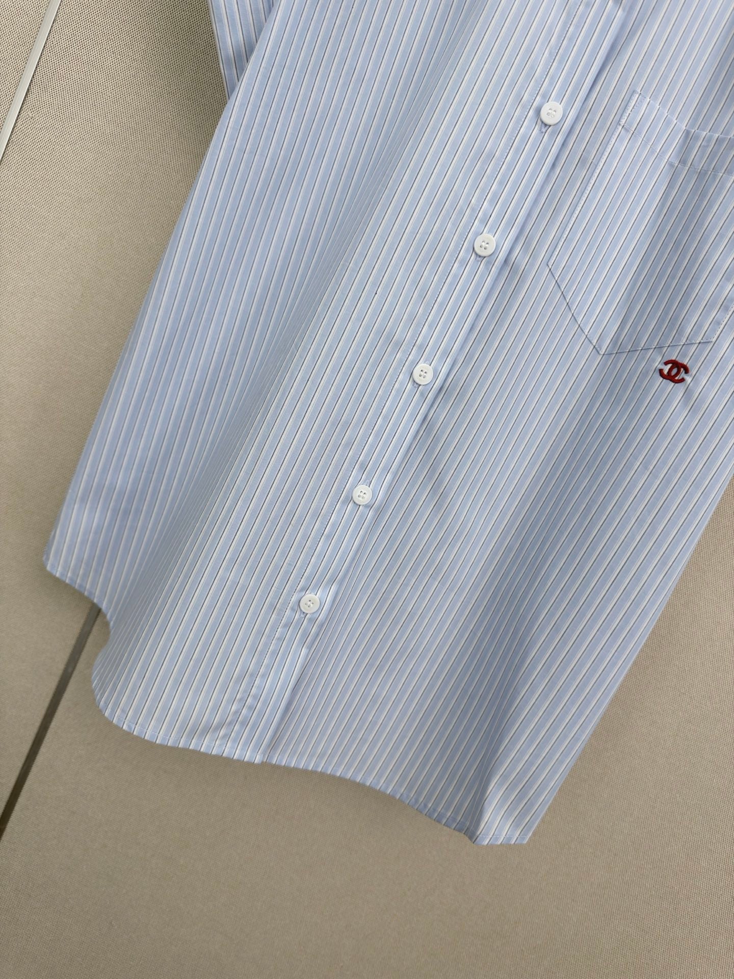 CC Collared Short-Sleeved Shirt Light Blue Cotton