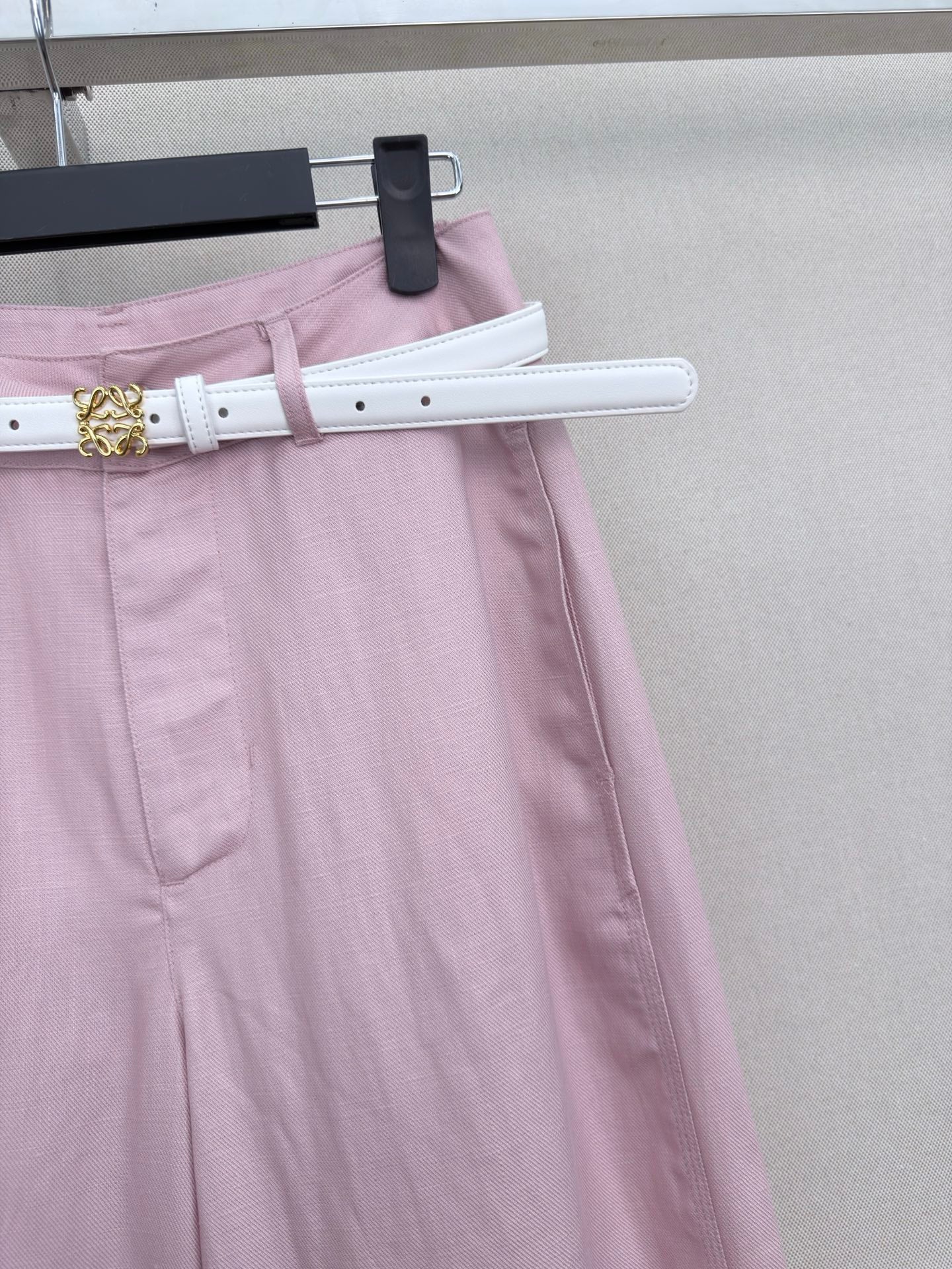 Loewe Wide-Leg Trousers Light Pink Cotton 379630