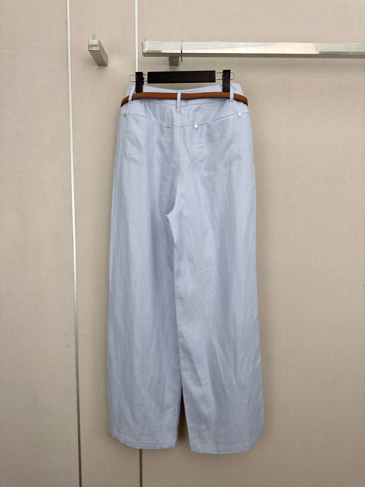 Loewe Wide-Leg Trousers Light Blue Cotton 379631