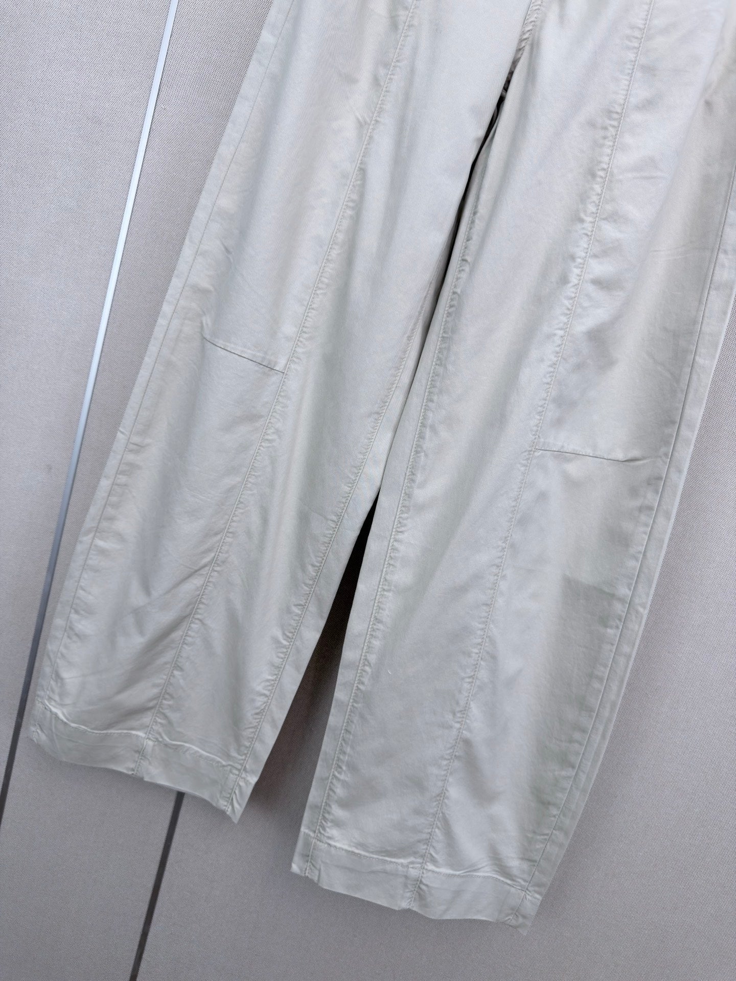 HM Wide-Leg Trousers With A Custom Leather Belt Cream Cotton 379624