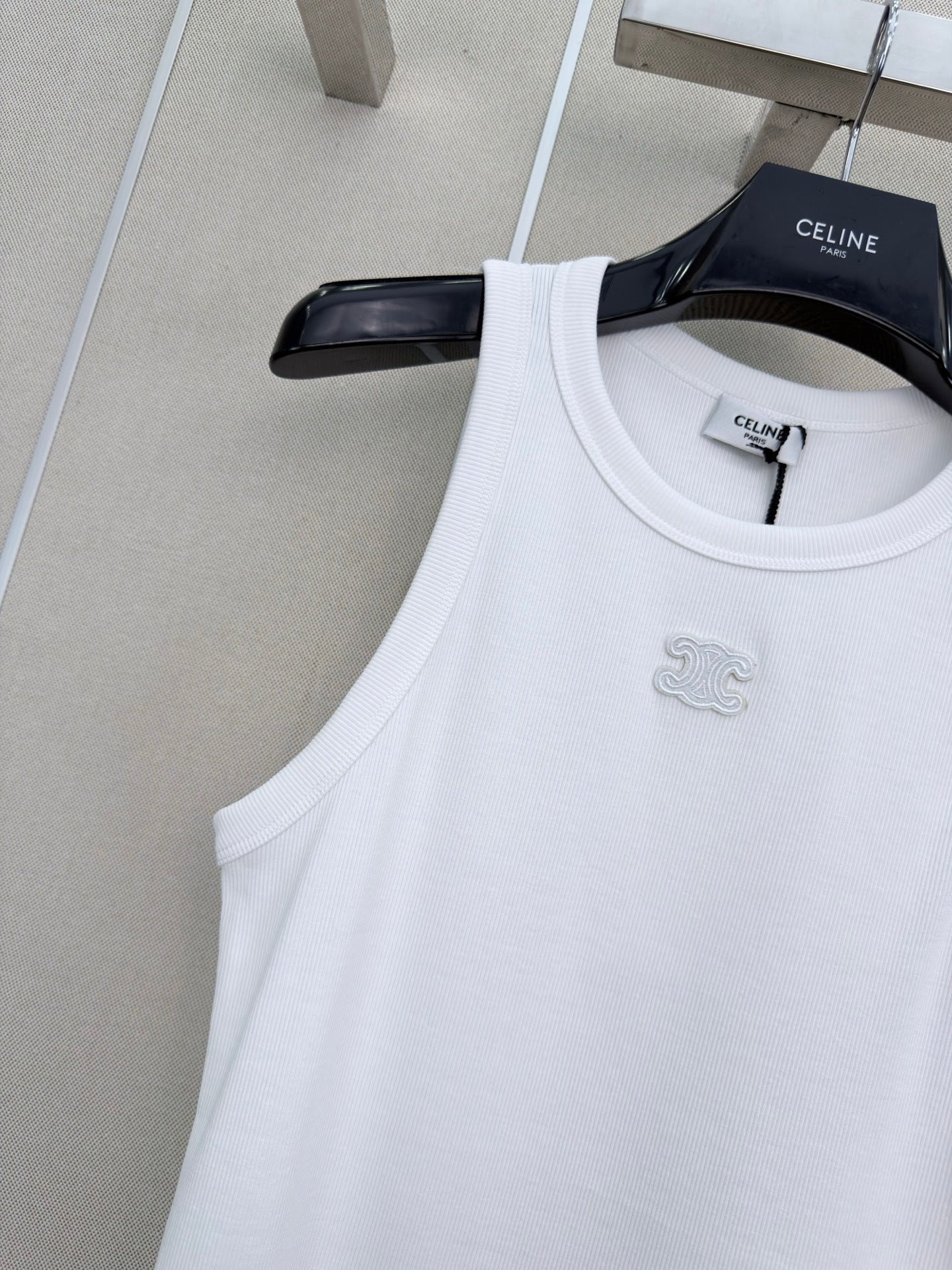 Celine Triomphe Vest Top White Cotton 379647
