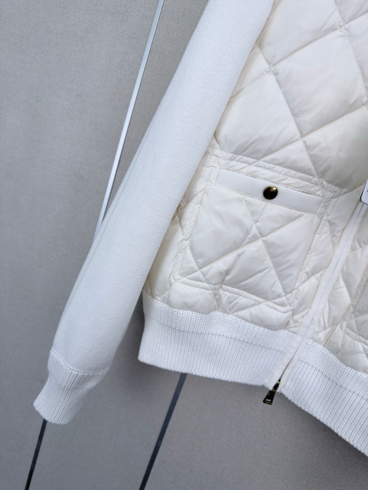 Moncler Padded Cardigan White Diamond Quilted Down 426997