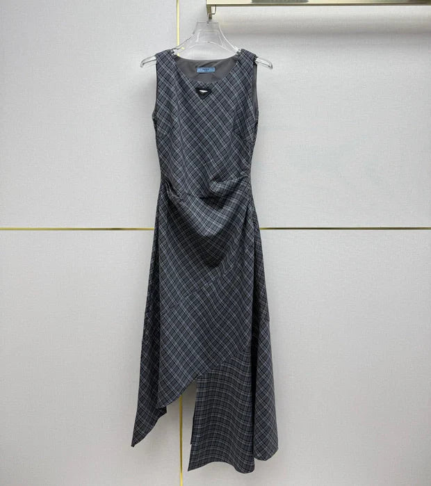 Prada 2026 Vest Dress Charcoal Gray Cotton 400164