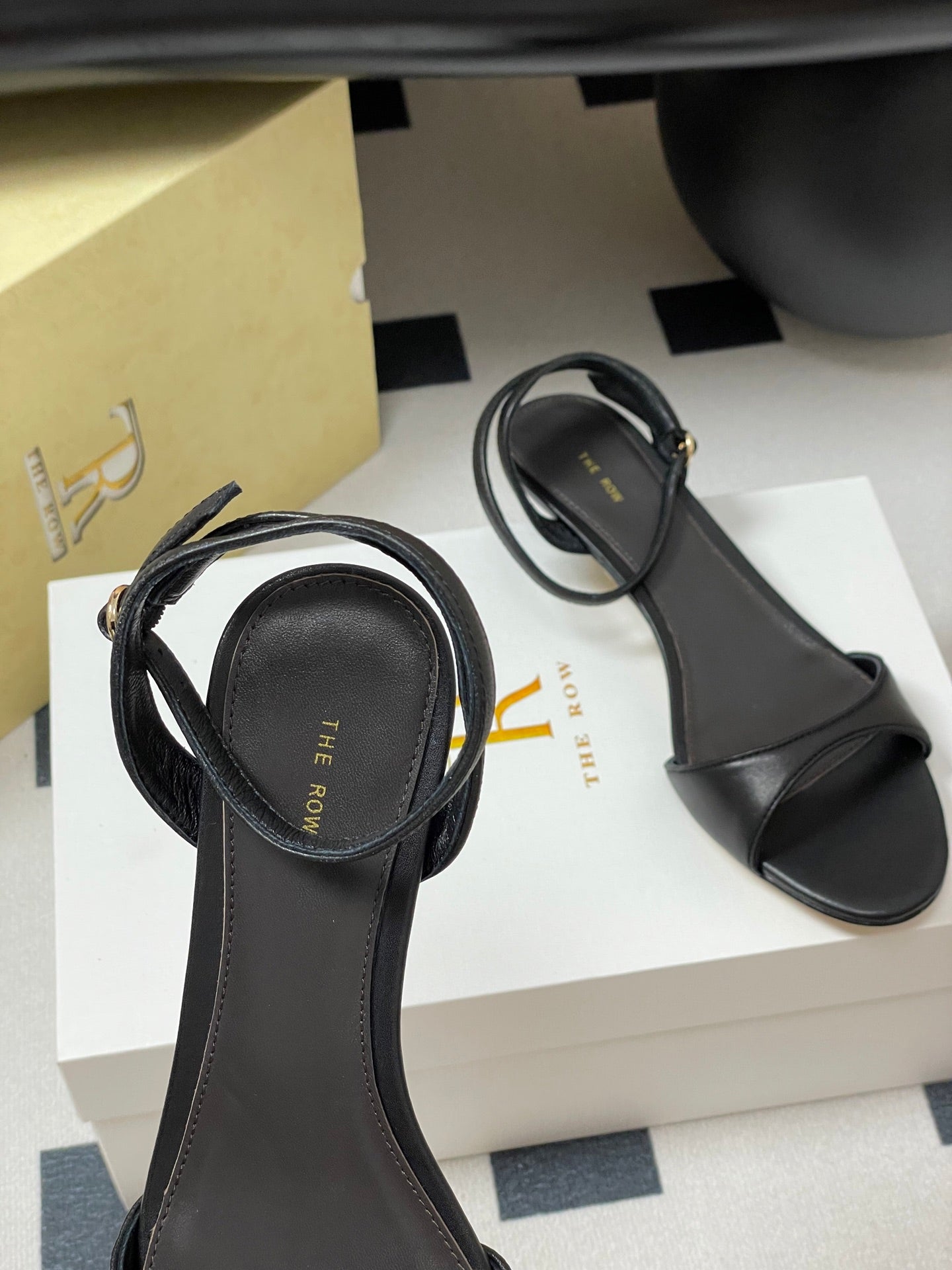 The Row 25S Strap High Heel Sandals 35mm Black Sheepskin 286200