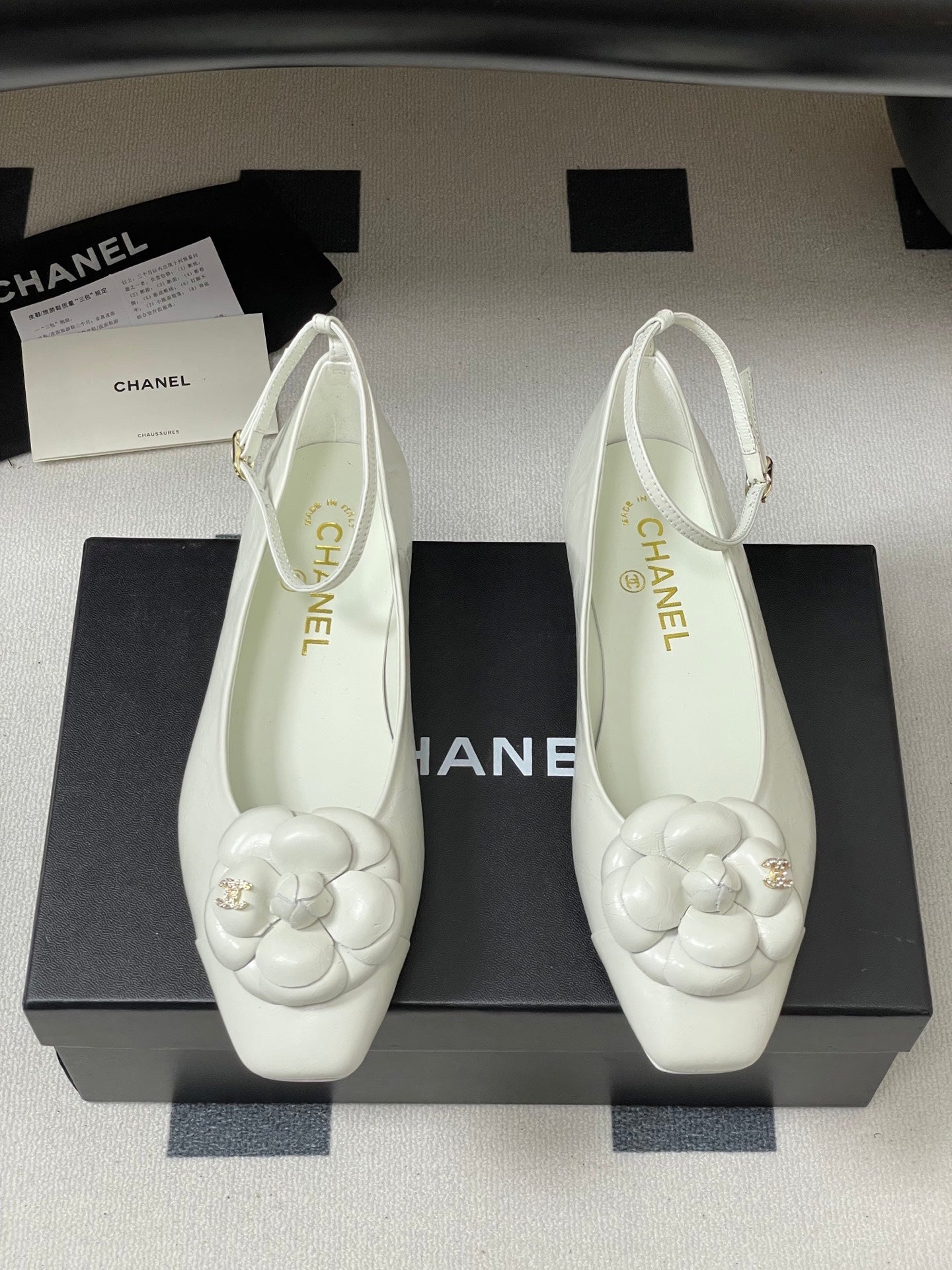 CC 25s Métiers d’art Ballet flats 10mm White Cowhide 413308