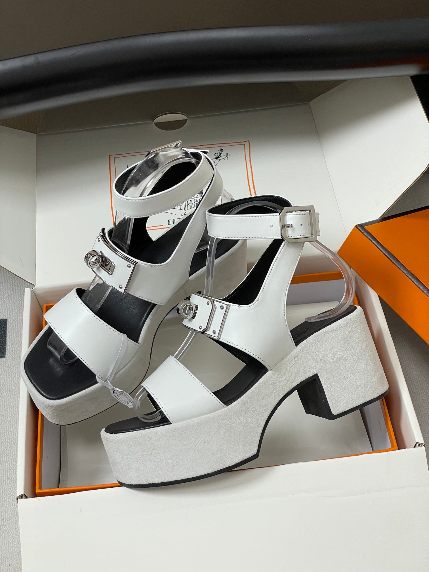 HM Lola 35 Heeled Sandals White Goatskin 534766