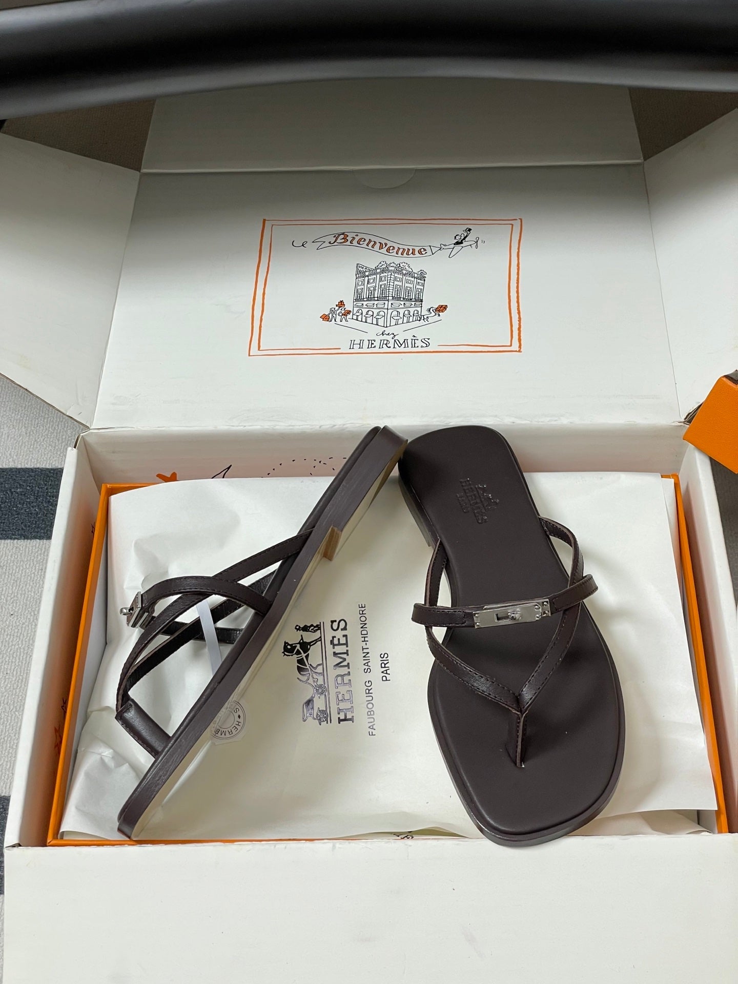 HM Miss Sandal Dark Chocolate Calfskin 593792