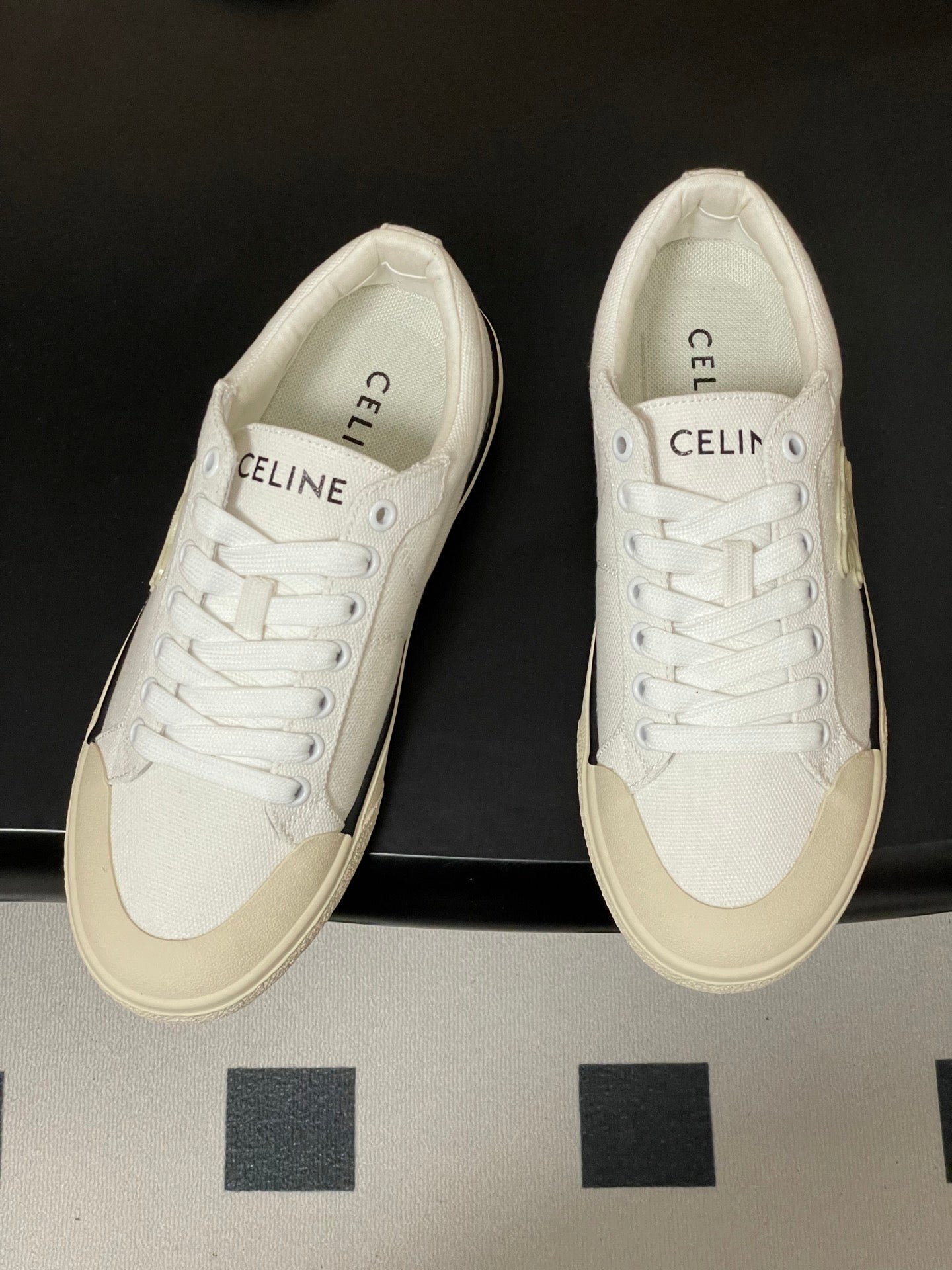 Celine Alan Sneakers White Ivory Canvas Rubber 701717