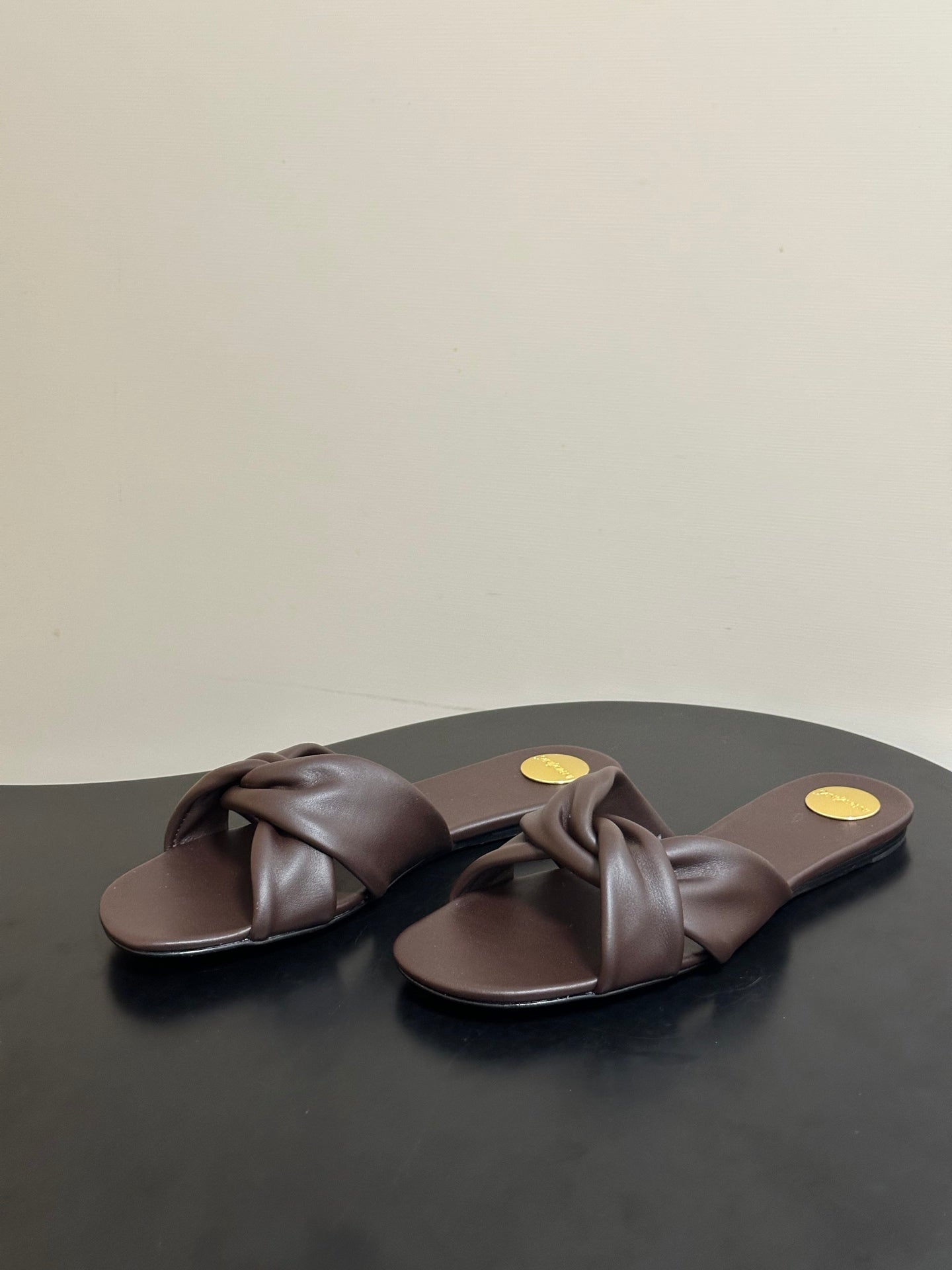 YSL Franciane Mules Coffee Cowhide 835167