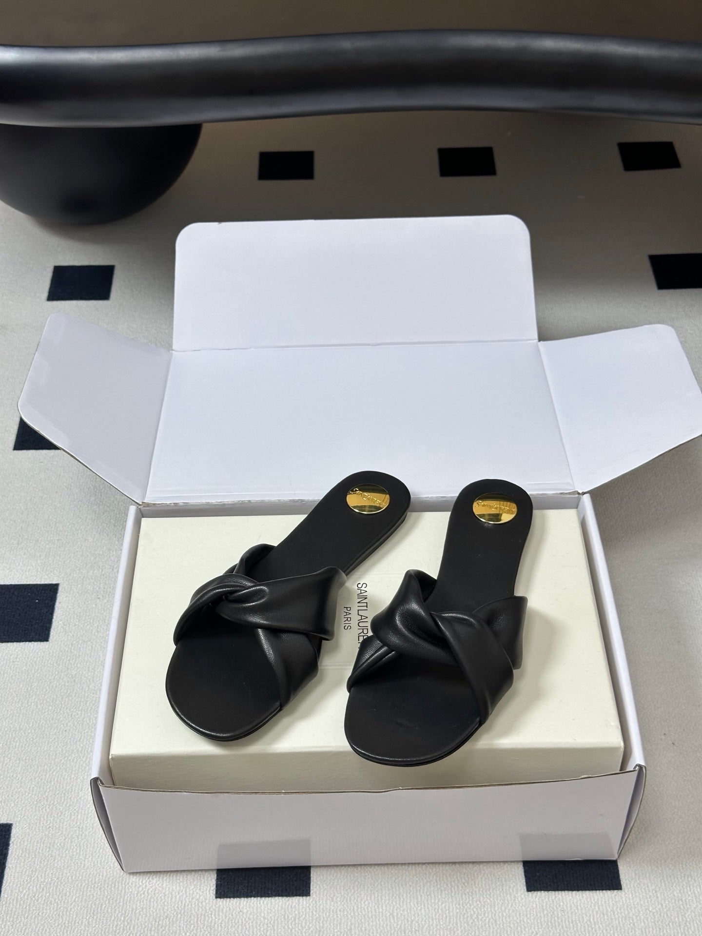 YSL Franciane Mules Black Cowhide 835168