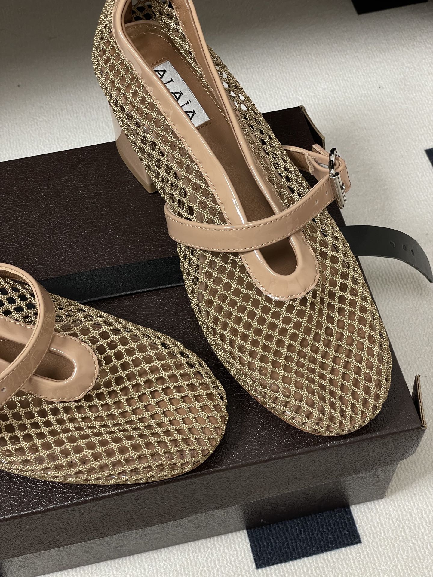 Alaia Babies Pumps 5cm Khahi Mesh Leather 835268