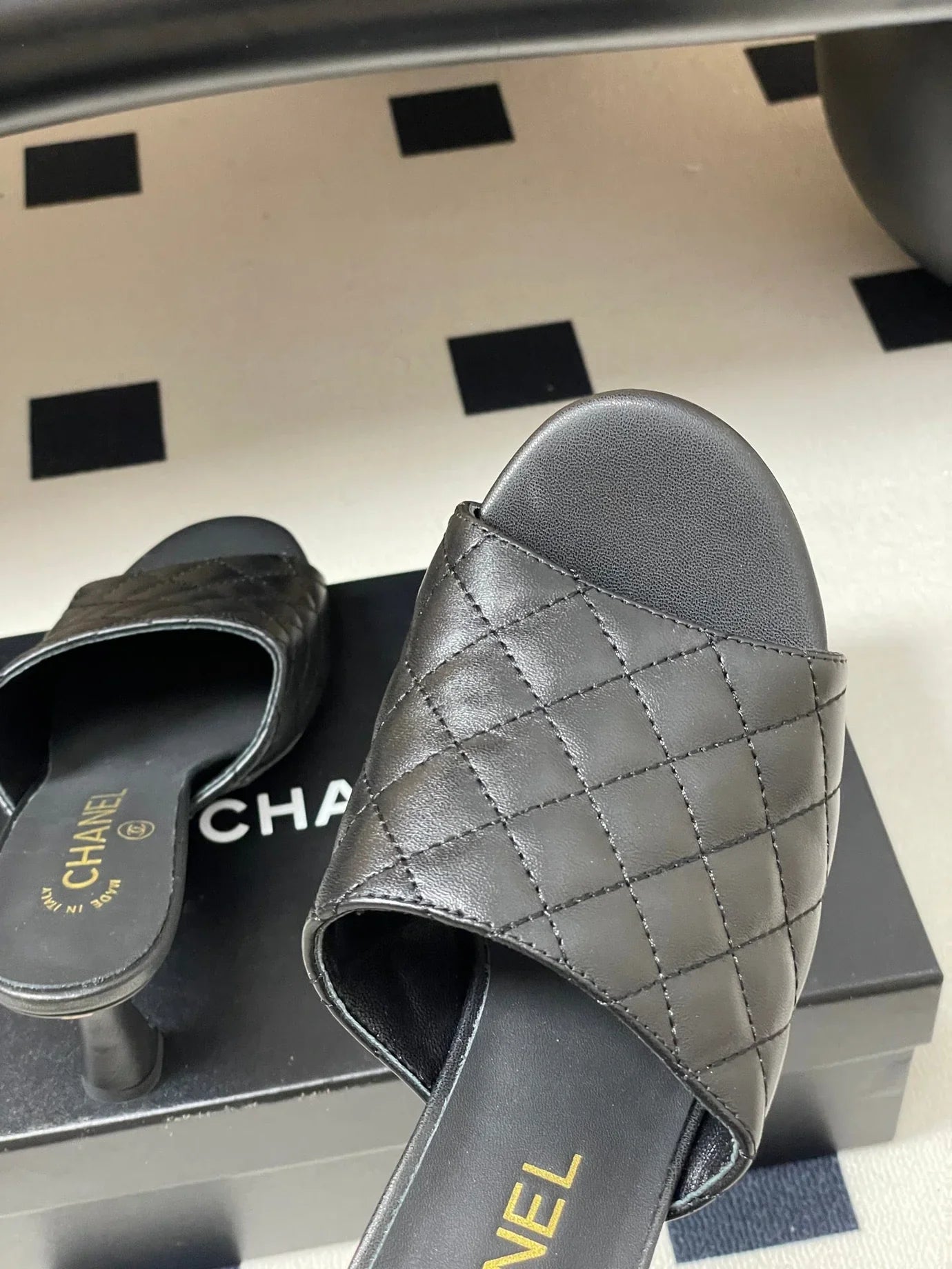Chanel 2026 Peep-Toe High-Heeled Sandals Leather Sheepskin 834720