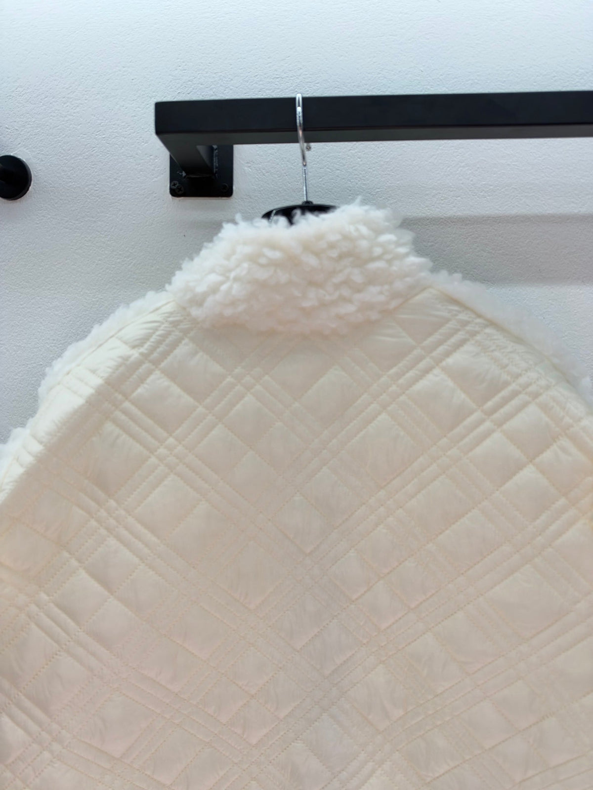 Chanel 26s White Shearling Fleece Zip-Up Bomber Jacket 447492