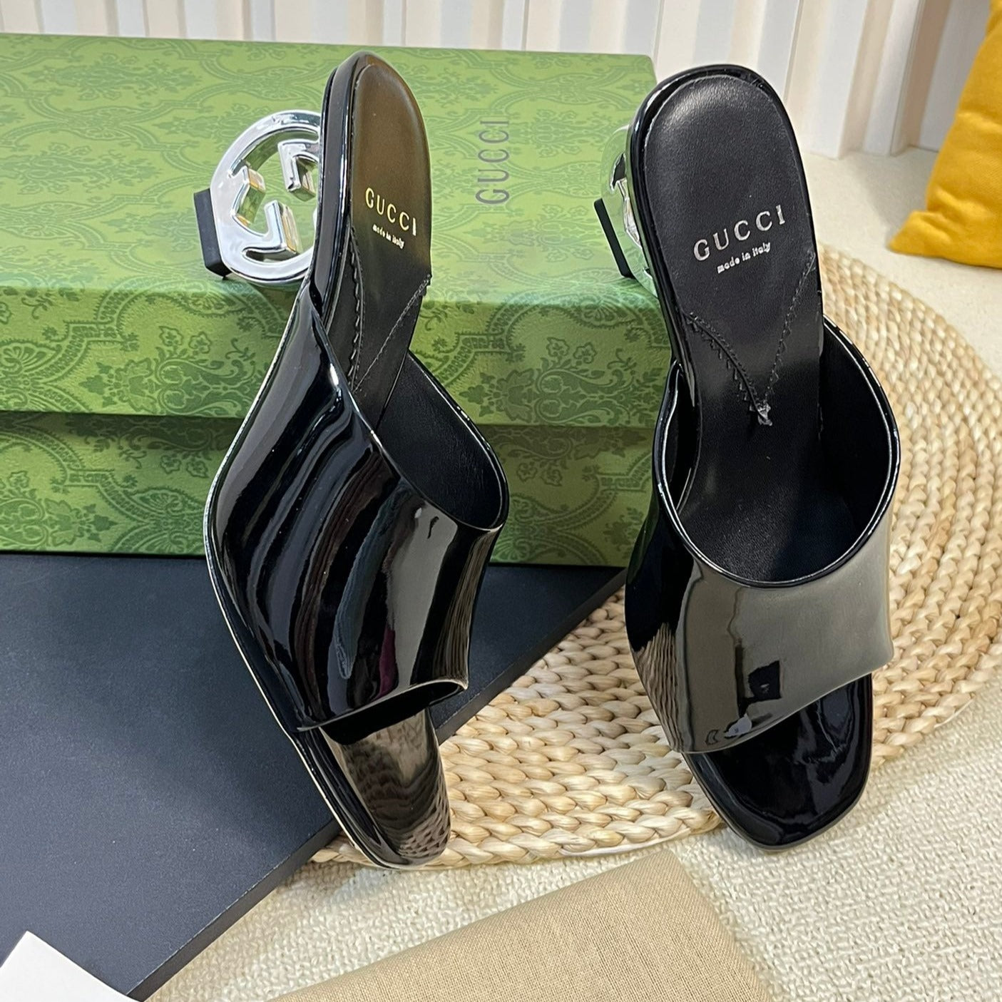 GG Women's Heeled Sandals Glossy Black
