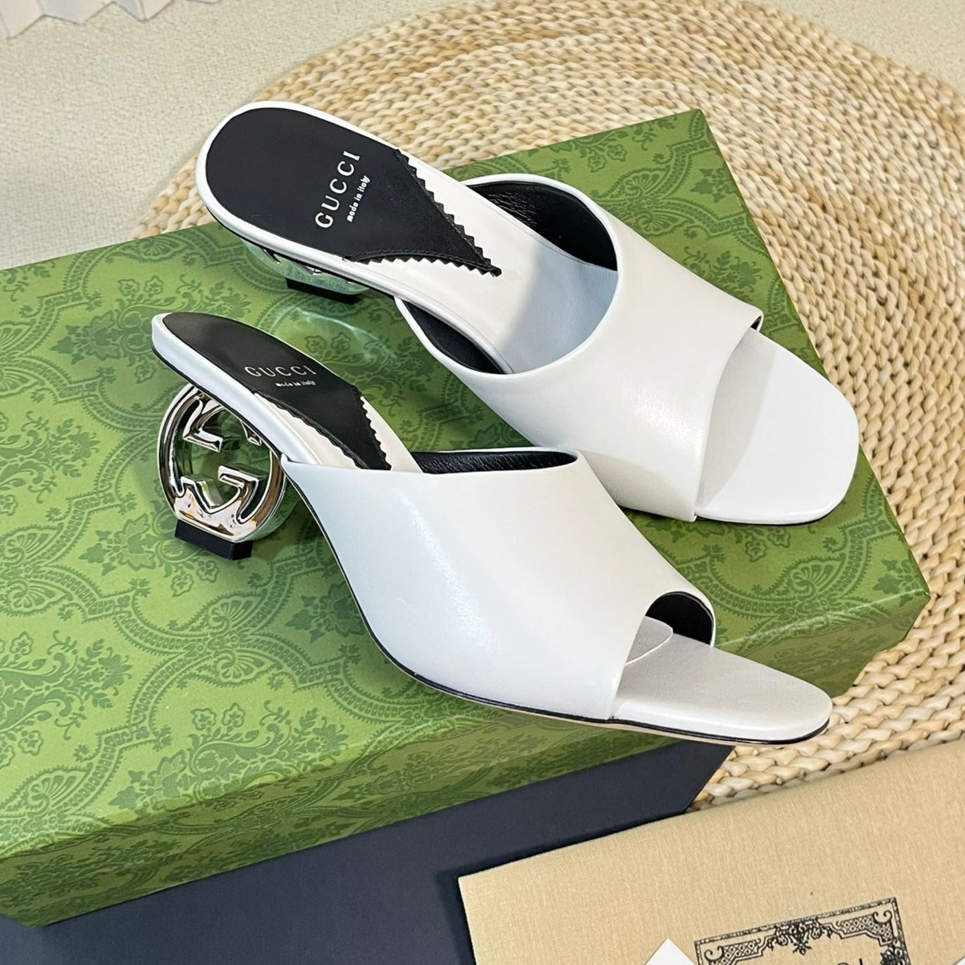 GG Women's Heeled Sandals White