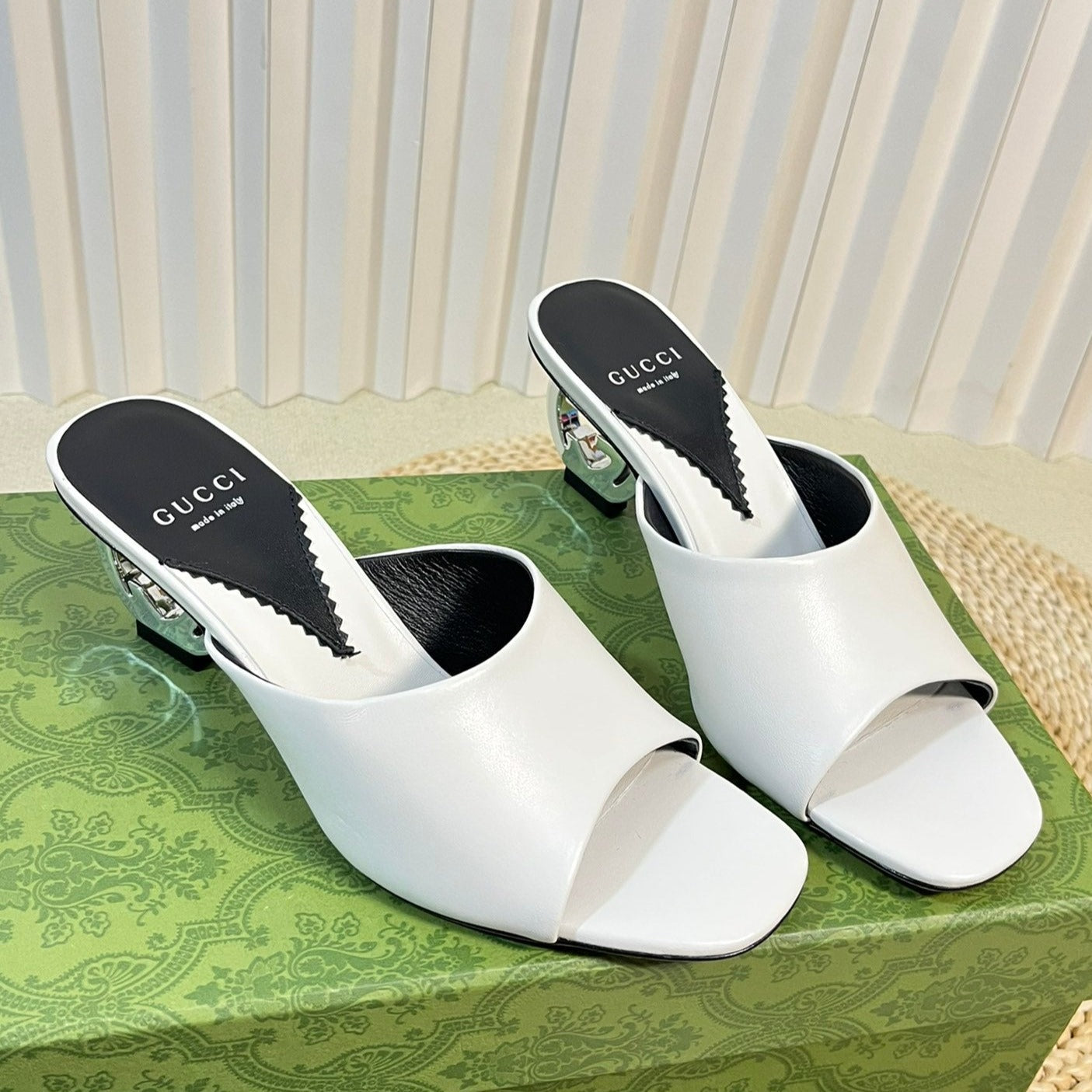 GG Women's Heeled Sandals White
