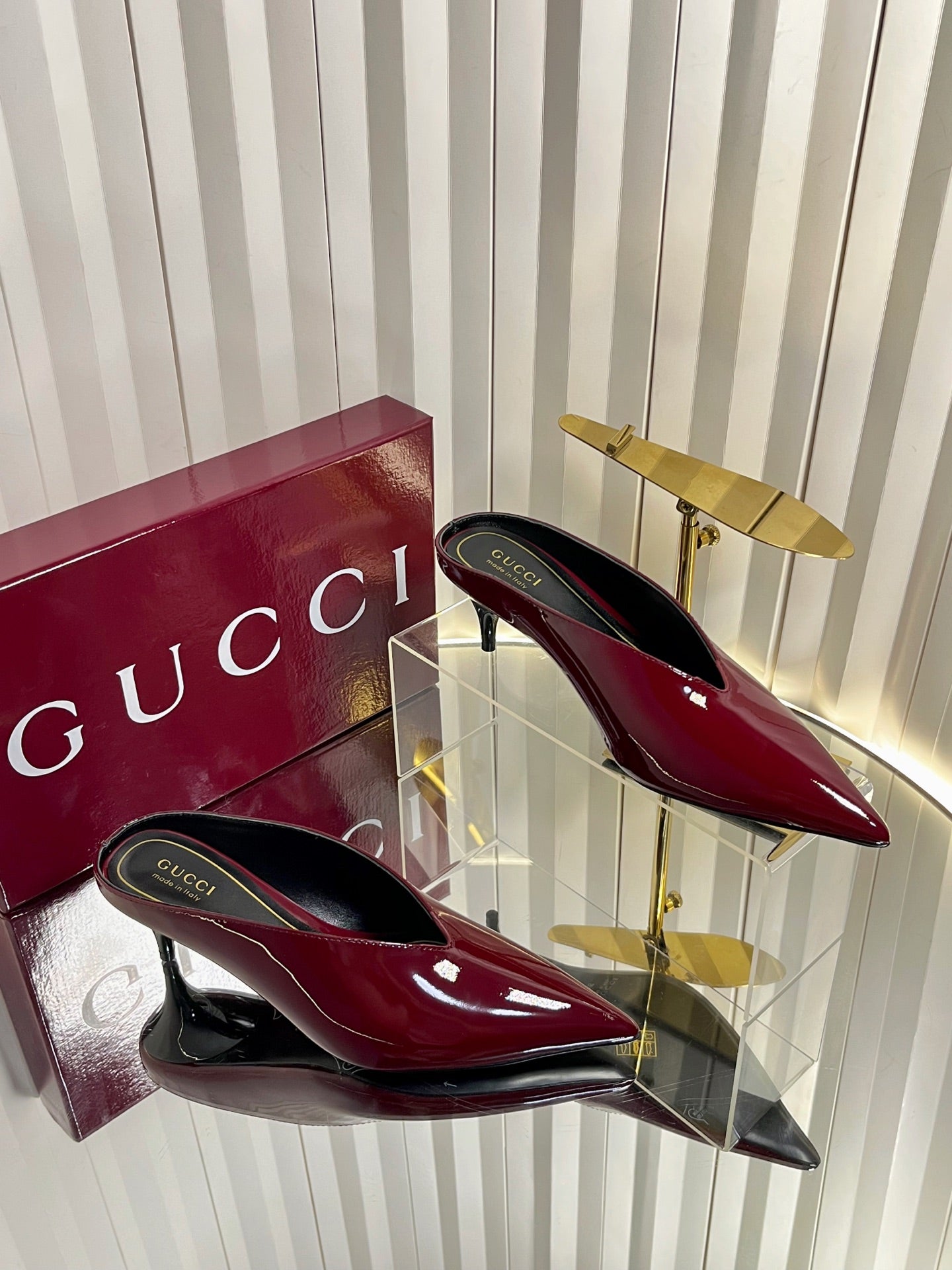 GG Women's Heeled Mules 50mm Red Patent Leather 548397