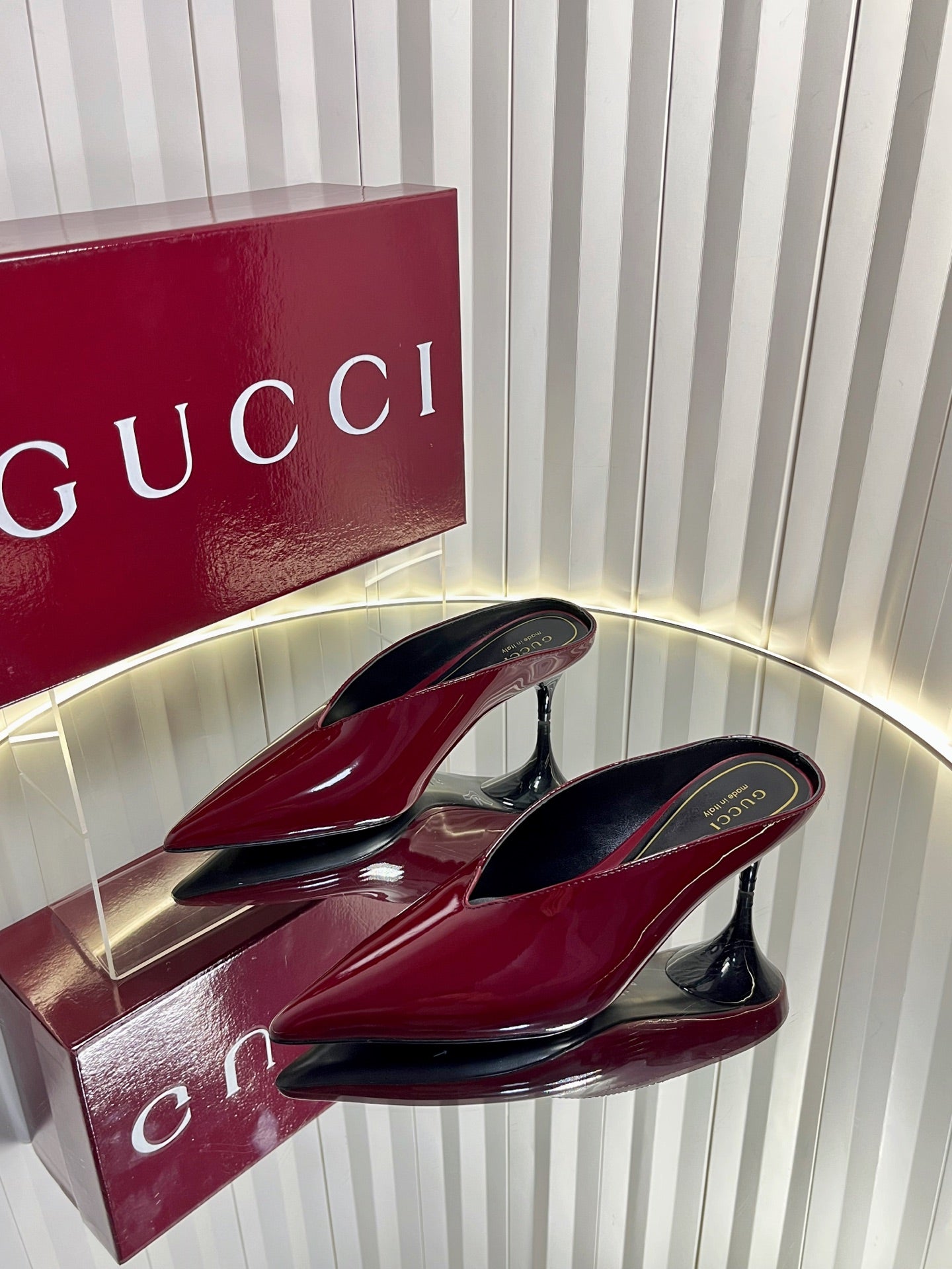 GG Women's Heeled Mules 50mm Red Patent Leather 548397