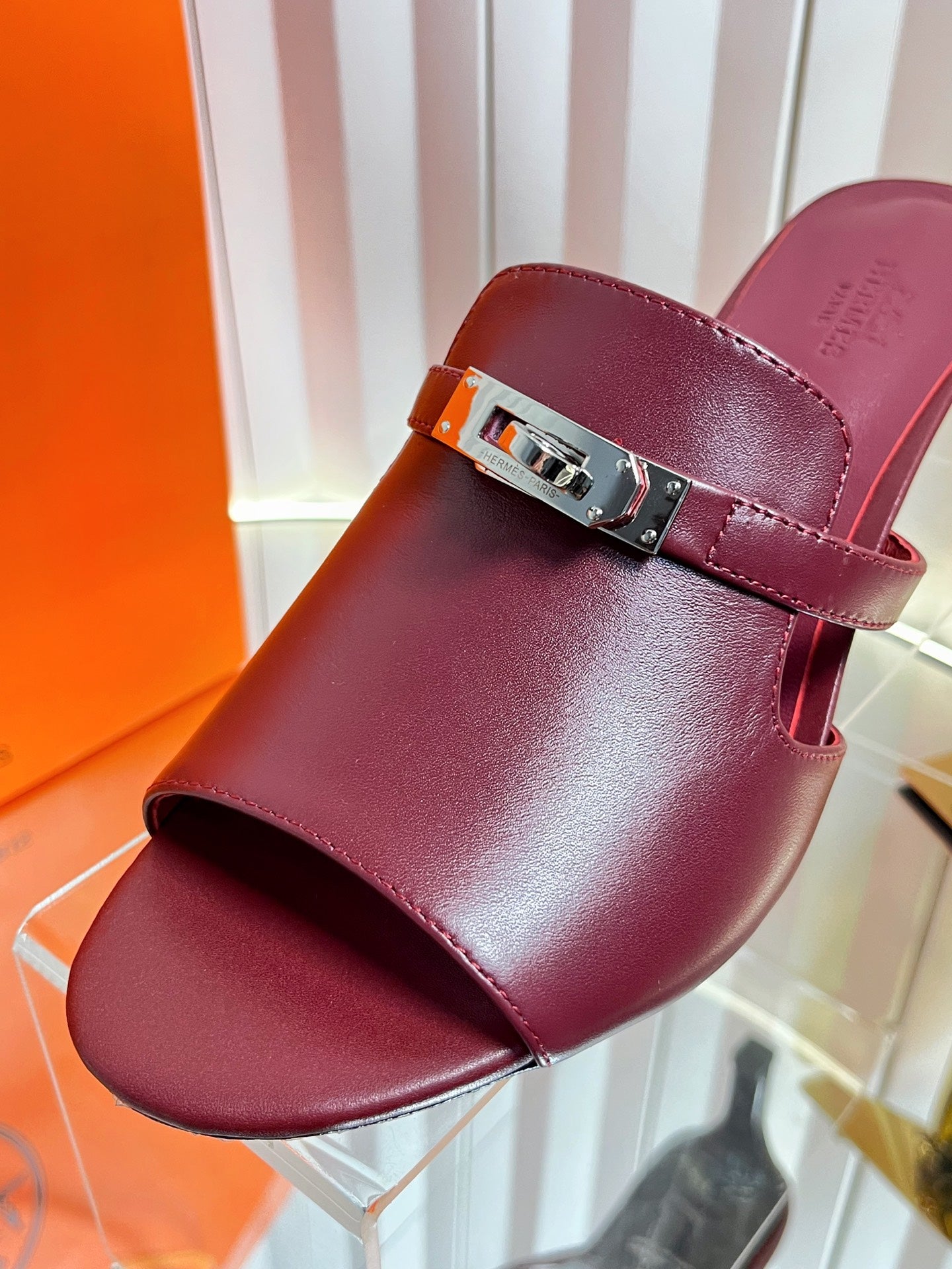 HM Cute Sandal 7cm Burgundy Calfskin 616211