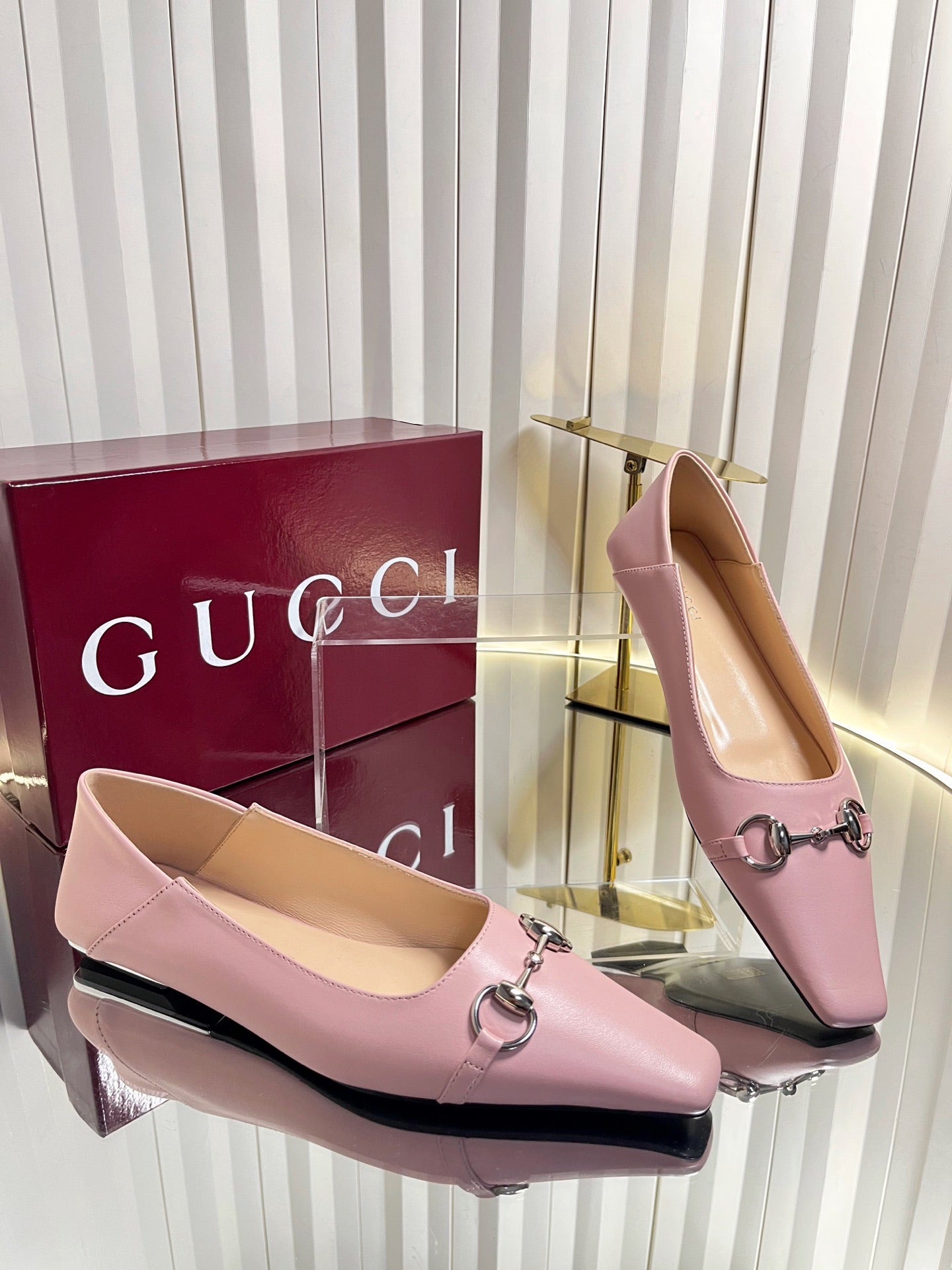 GG 26s Vittoria Ballerina Flats Light Pink Leather 768137