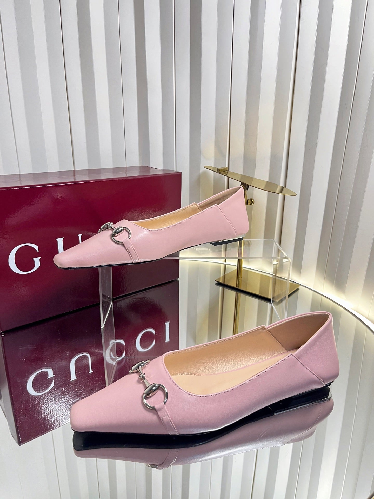 GG 26s Vittoria Ballerina Flats Light Pink Leather 768137