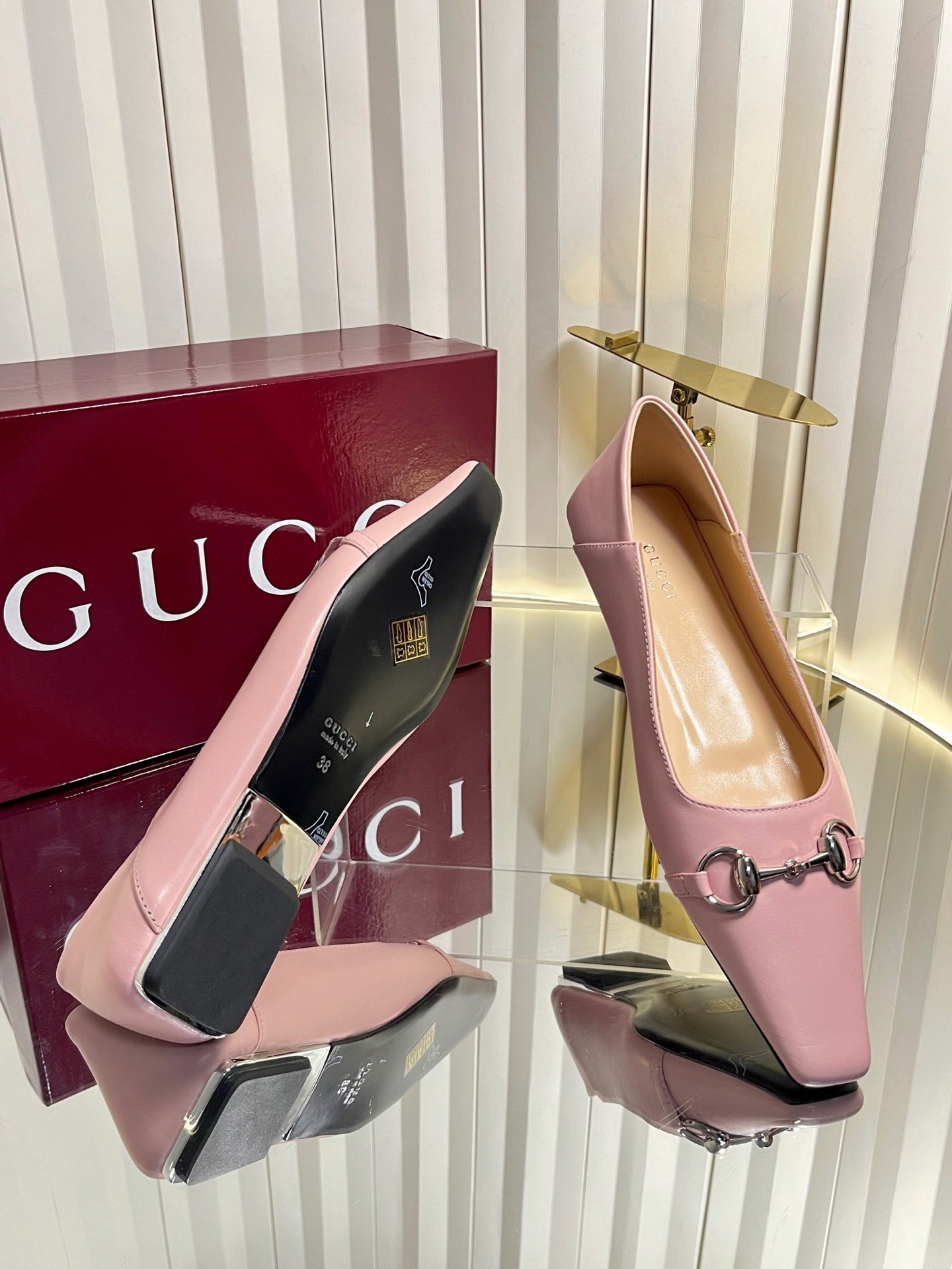 GG 26s Vittoria Ballerina Flats Light Pink Leather 768137