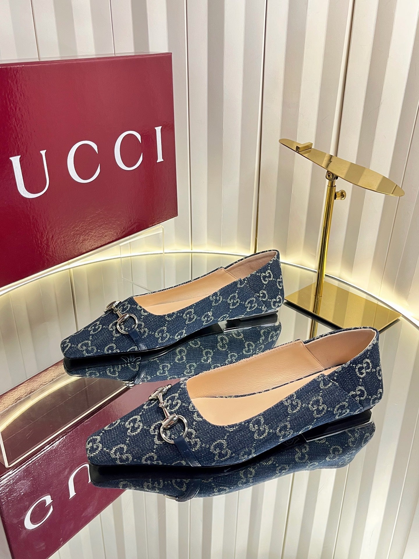 GG 26s Vittoria Ballerina Flats Dark Blue Canvas 768140