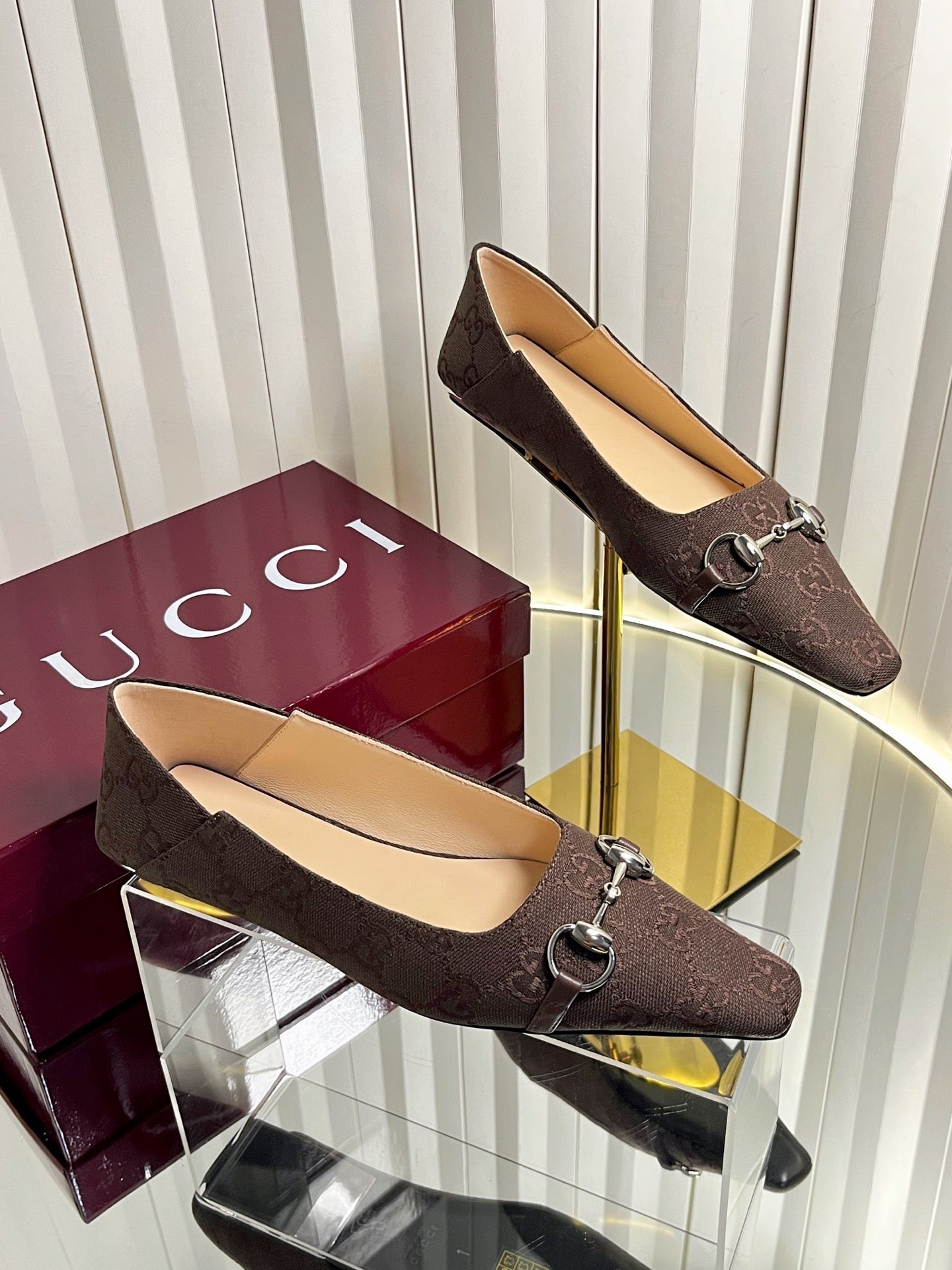 GG 26s Vittoria Ballerina Flats Coffee Canvas 768141