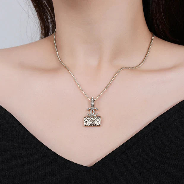 CC Classic Double C Light Gold Diamond Bag Necklace