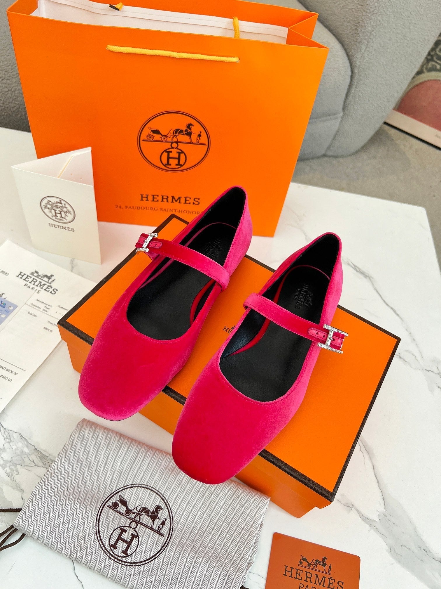 Jane Ballet Flat Dark Pink Suede 214063