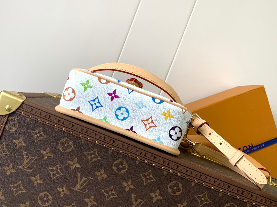 LV Nano Diane 19cm White Beige Monogram Canvas Cowhide