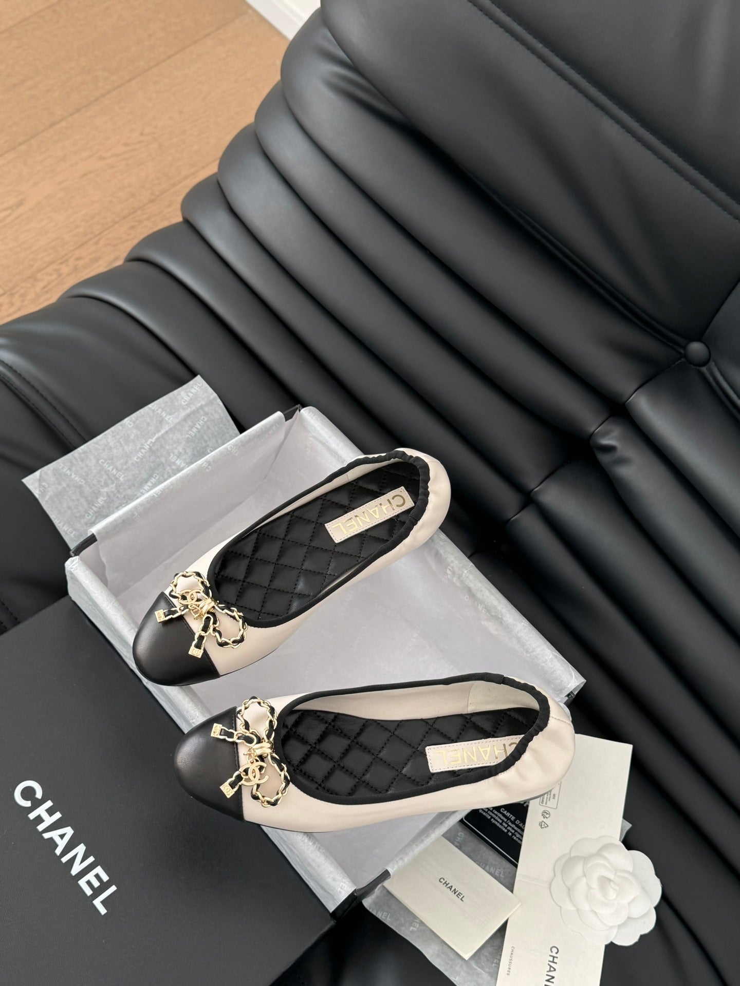 CC Ballet Flats In White Lambskin 143532