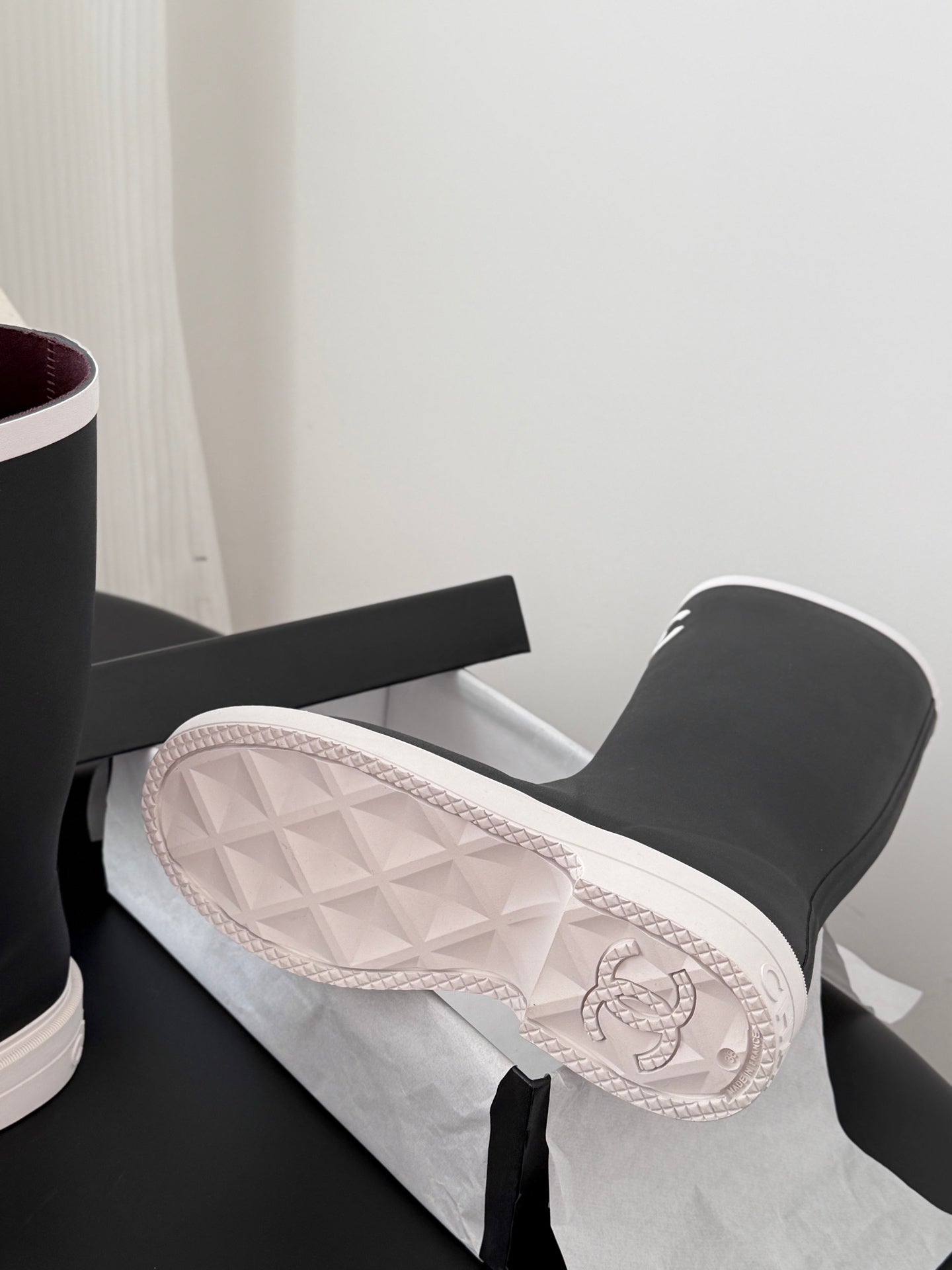 CC High Black White Rain Boots