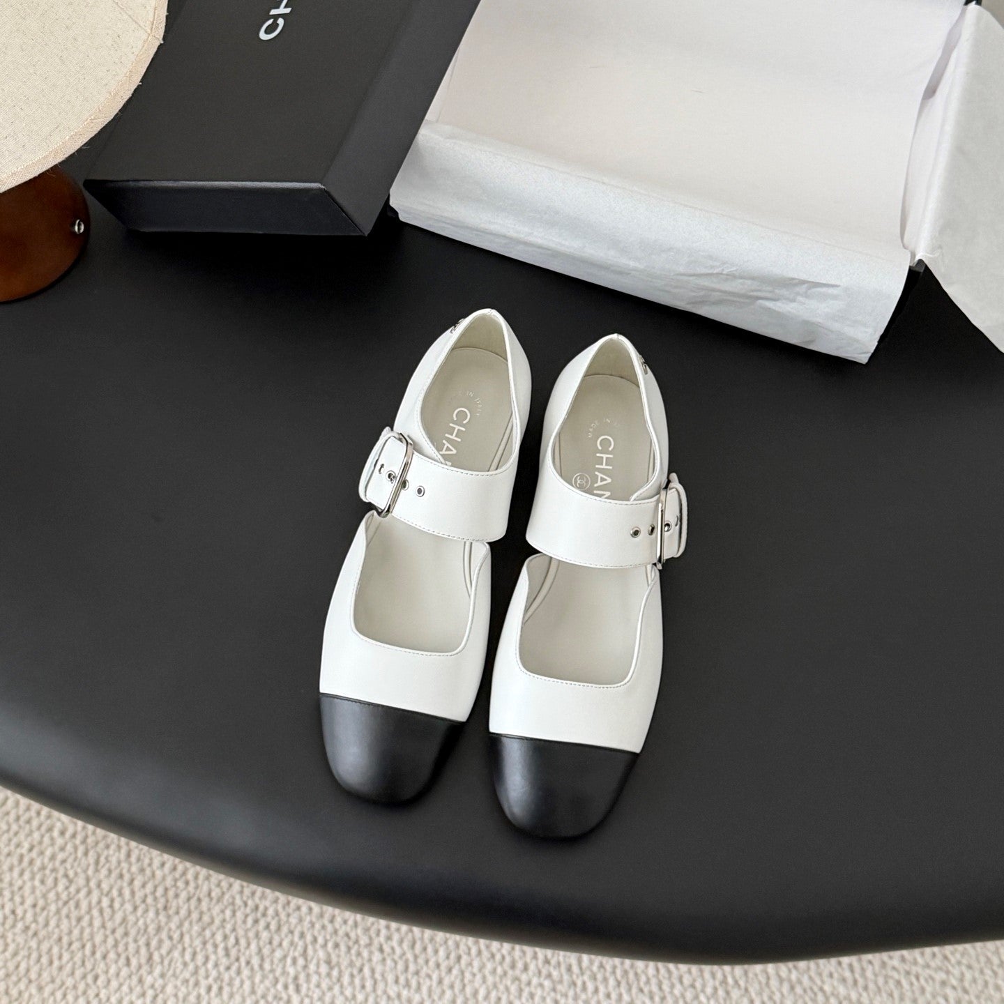 CC 2026 Mary Janes Black White Calfskin 675825