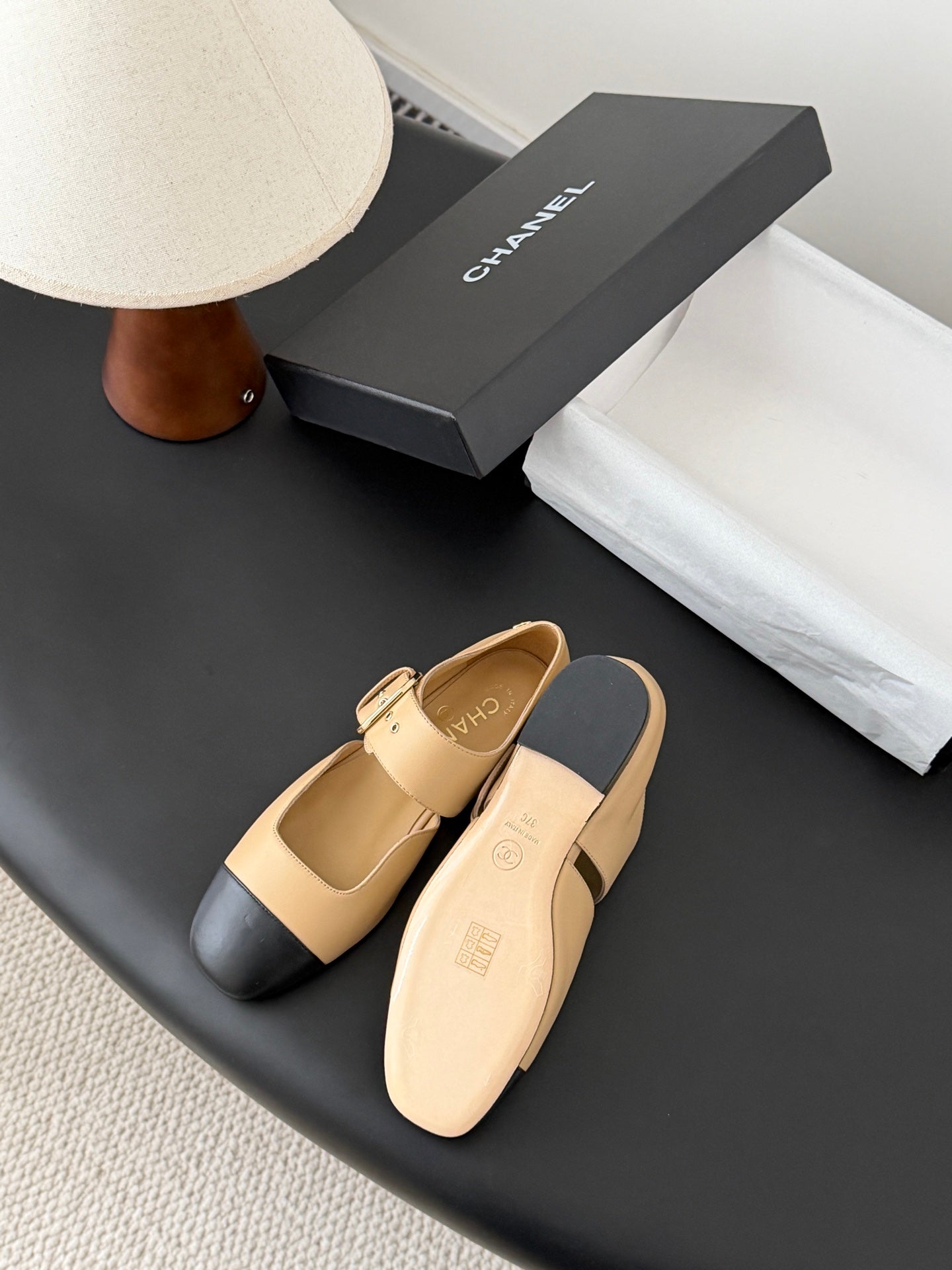CC 2026 Mary Janes Black Beige Calfskin 675826