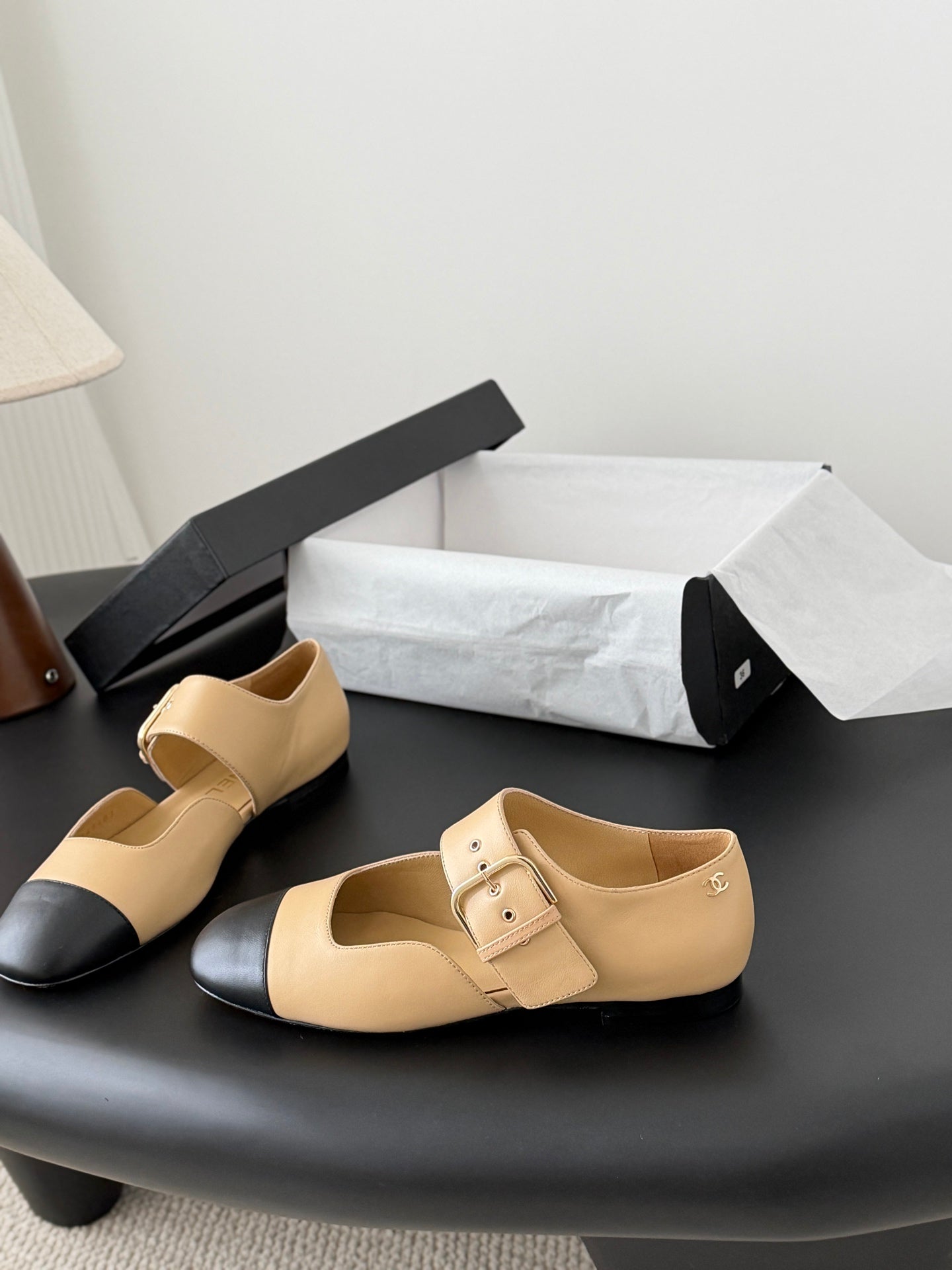 CC 2026 Mary Janes Black Beige Calfskin 675826