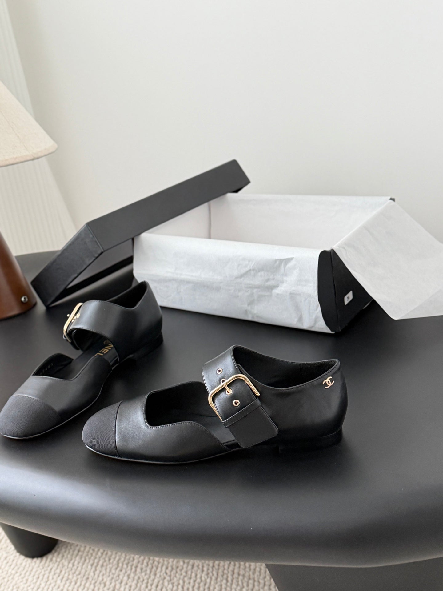 CC 2026 Mary Janes Black Canvas Calfskin 675828
