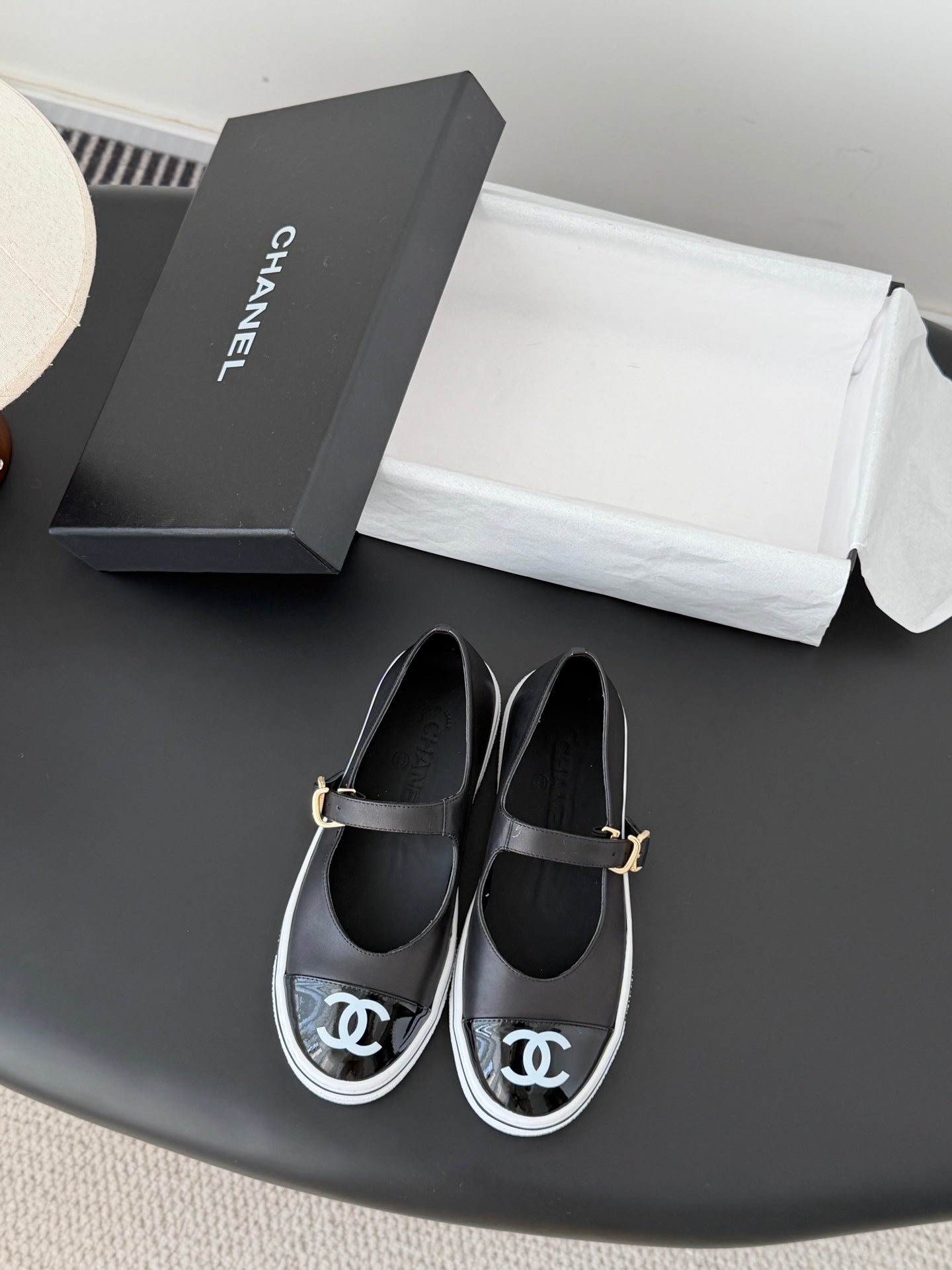 CC 26P Mary Jane Black Patent Leather Lambskin 670807