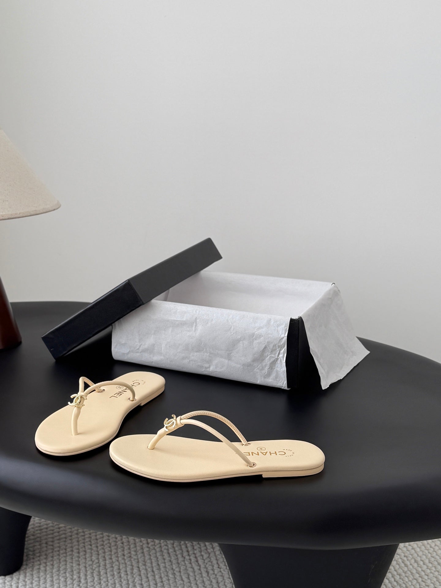 CC 2026 Thong Sandal Beige Calfskin 675905