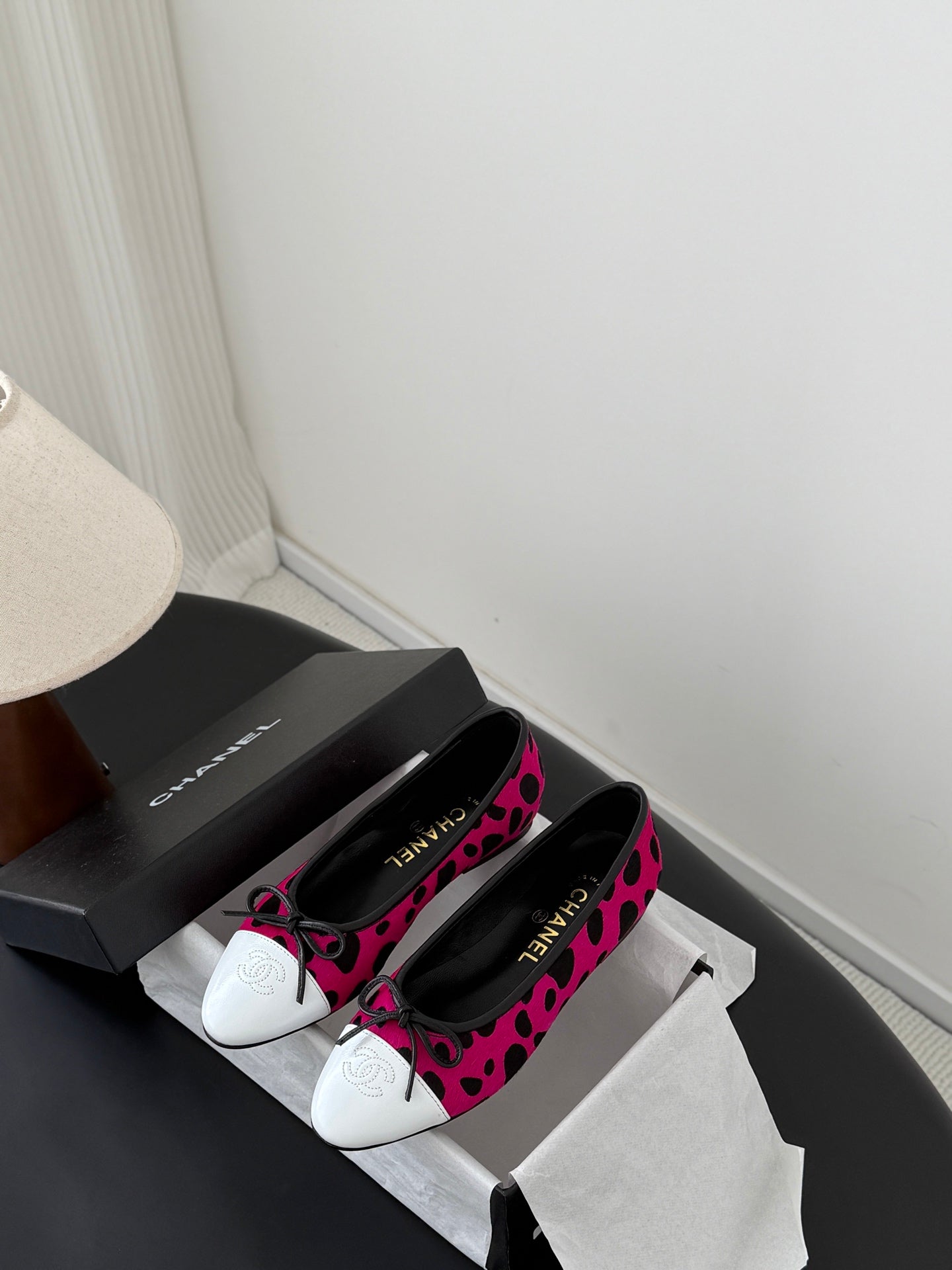 CC 26s Ballerina Flats Hot Pink Black Pony Hair Calfskin 914546