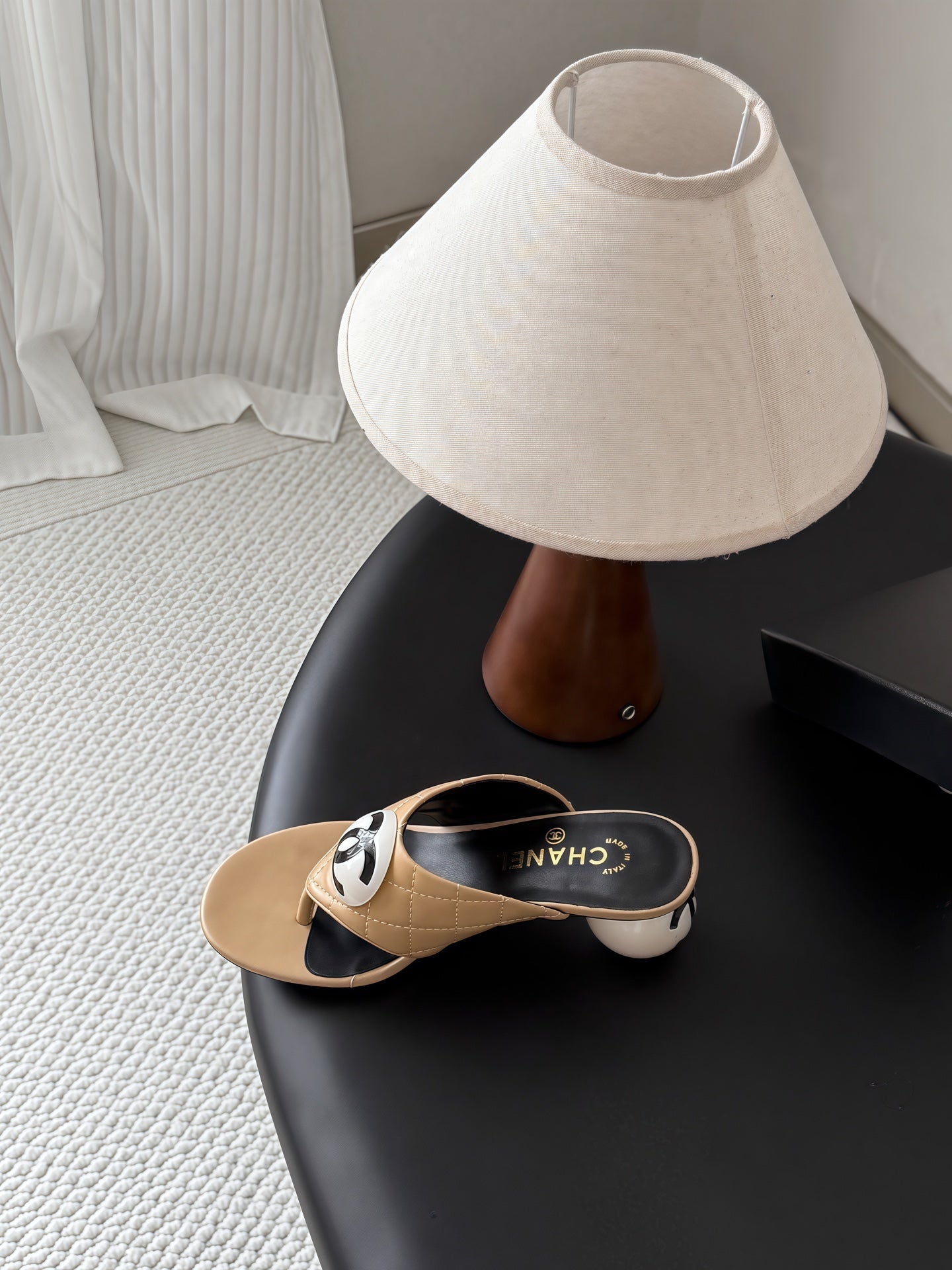CC 26s Thong Sandals Spherical Heel Beige Sheepskin 964992