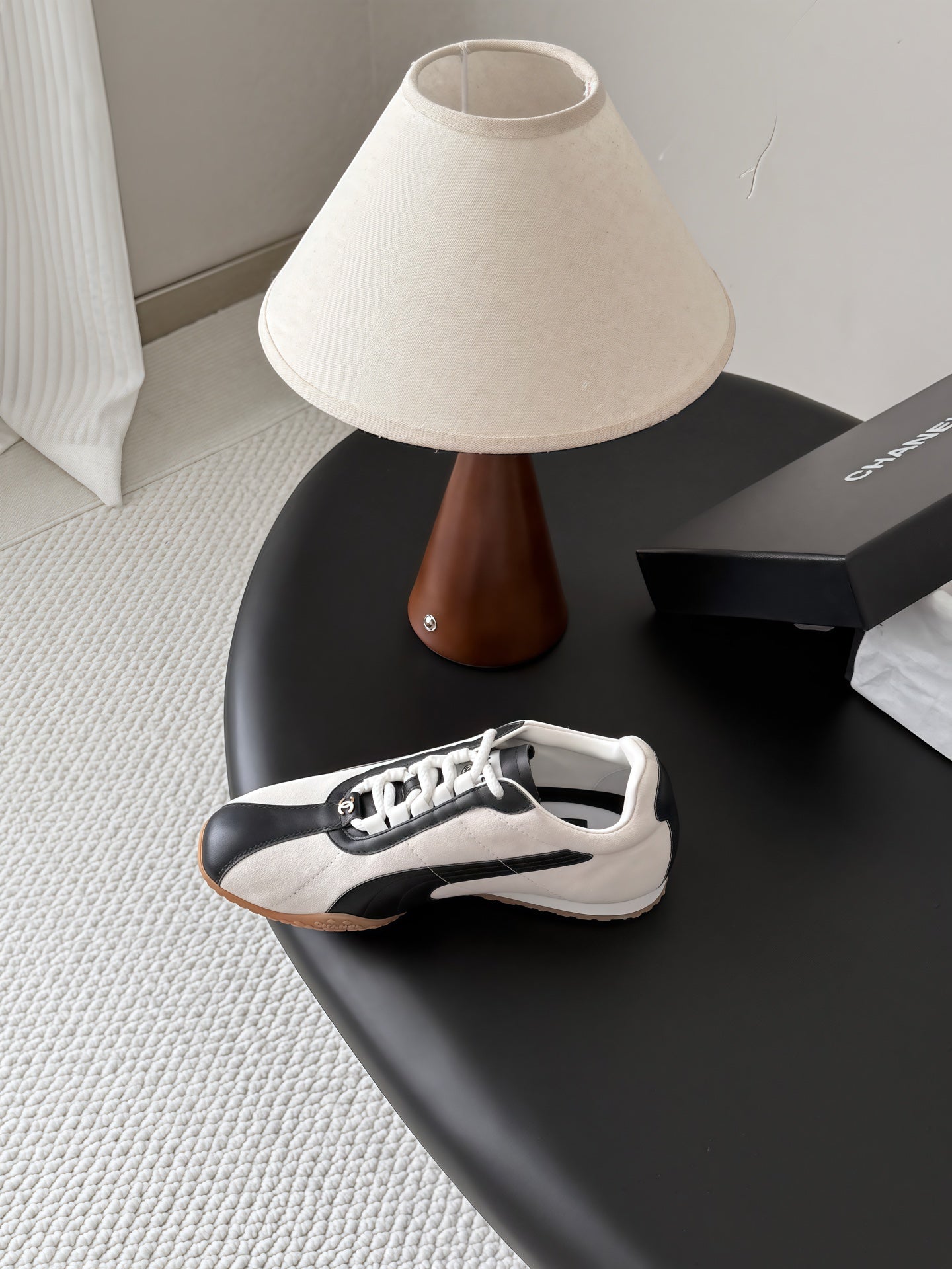 CC 26s Low-Top Retro Runner Sneakers Ivory Black Suede Calfskin 969580
