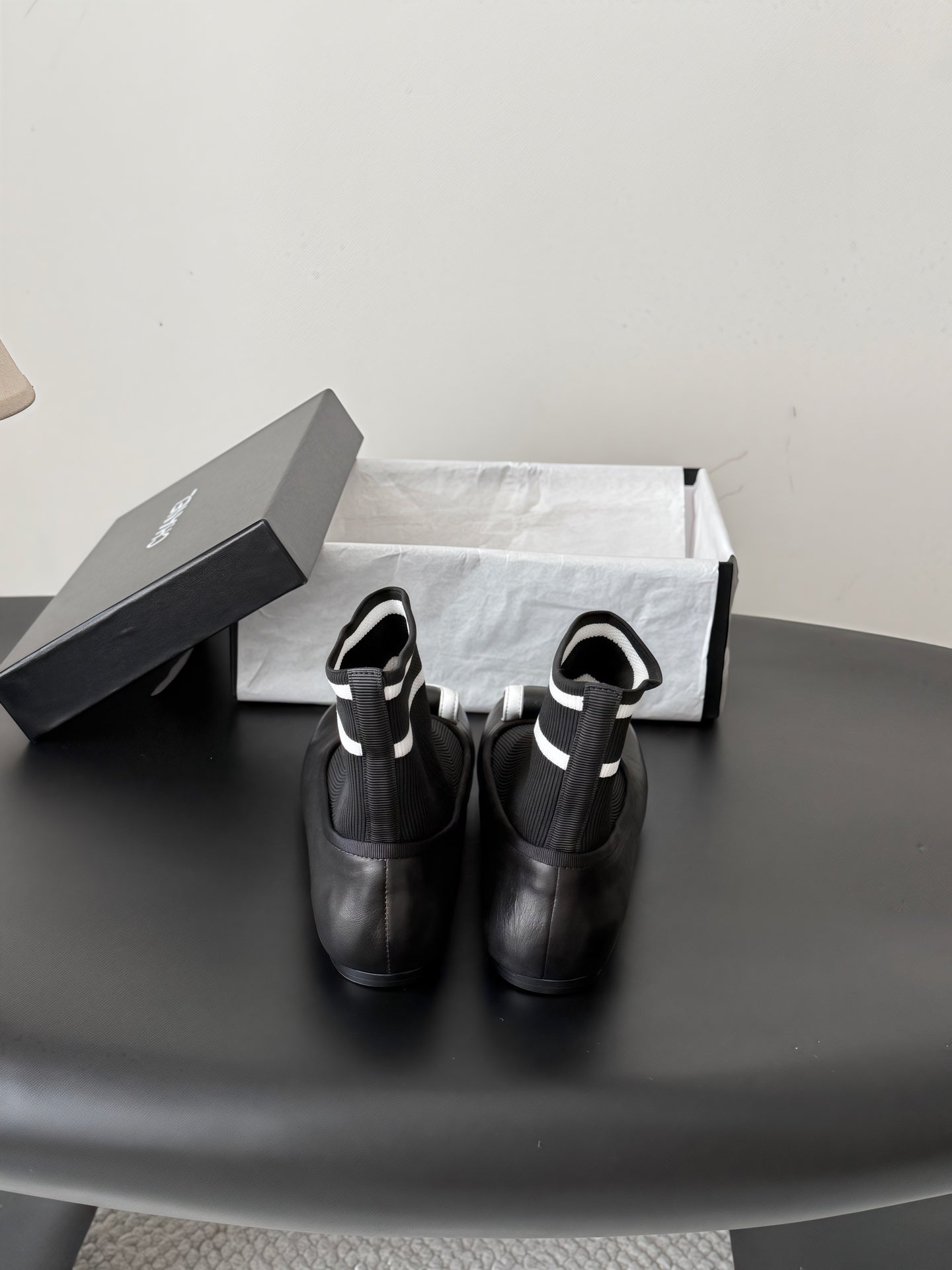 CC 26s Sock Boots Black Cotton Leather 969677